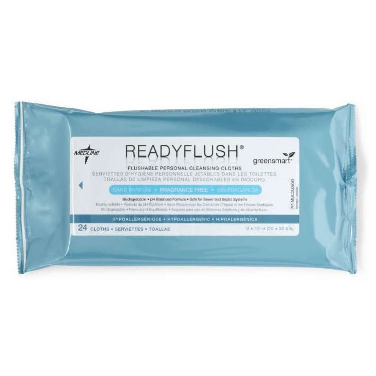 ReadyFlush Flushable Personal Cleansing Cloths - 8" x 12" 24 per Pack