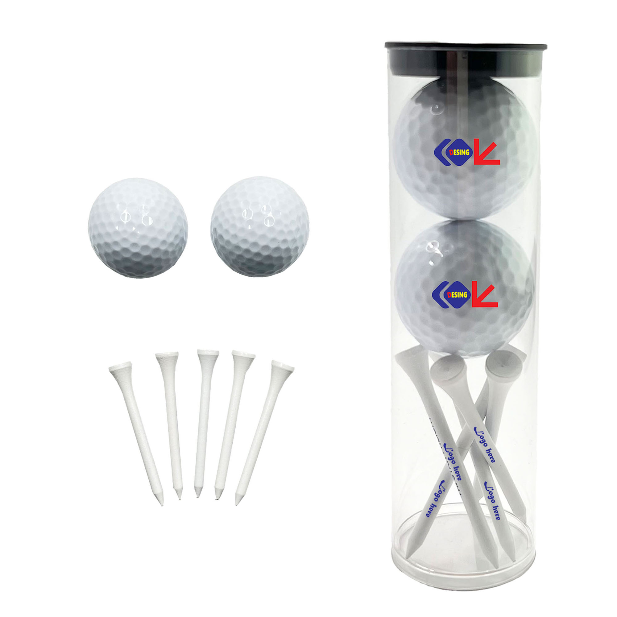 Custom Golf Ball & Wooden Tee Set 3