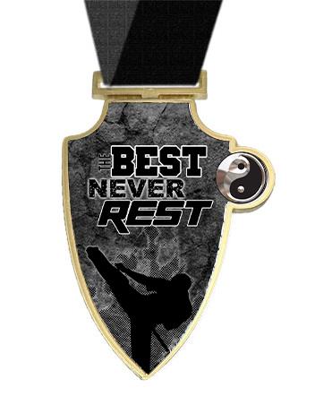Medallion: 3" Shield Martial Arts Best Never Rest
