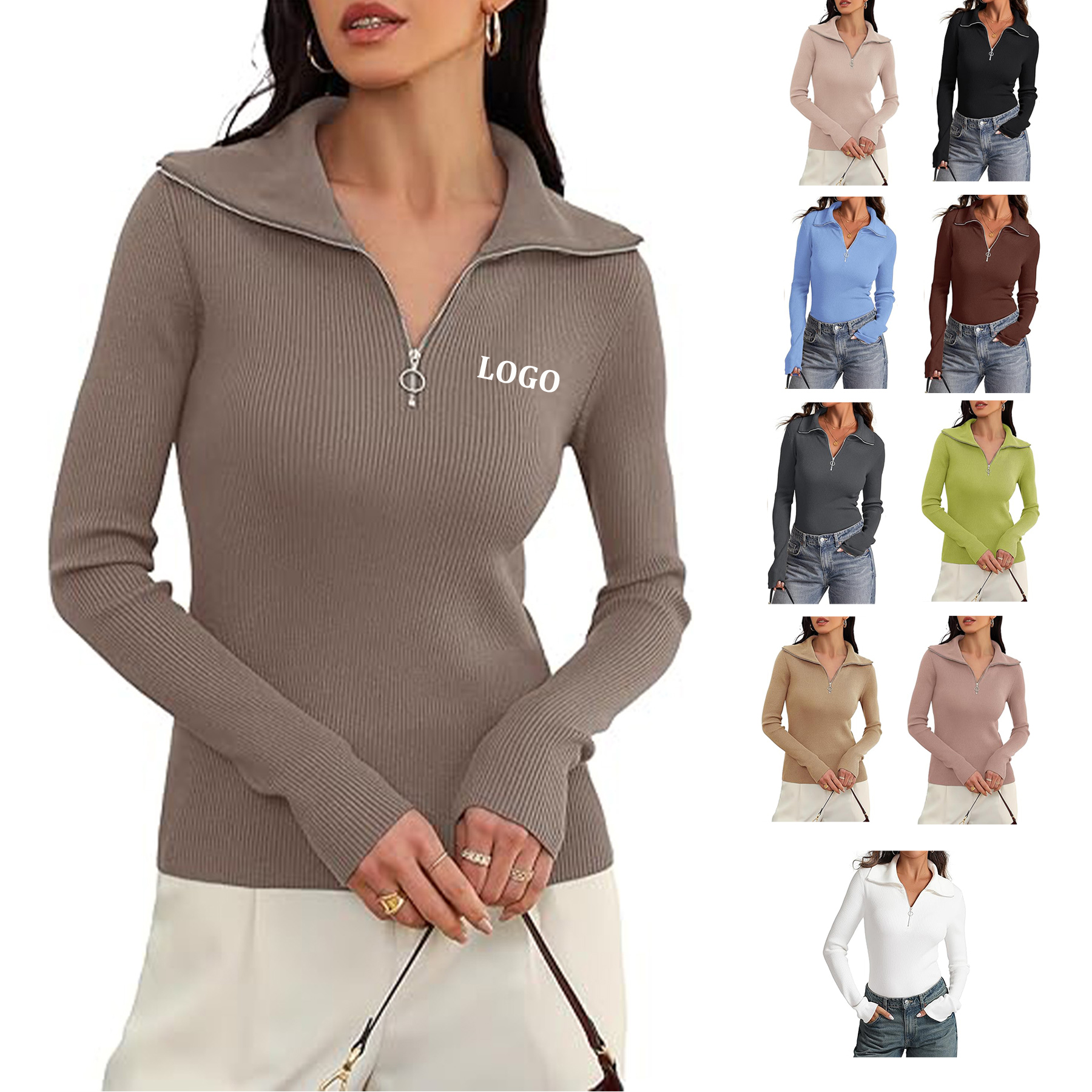Long Sleeved Slim fit Ribbed Knit Sweater, custom hoodie or sweatshirt with logo imprint 21