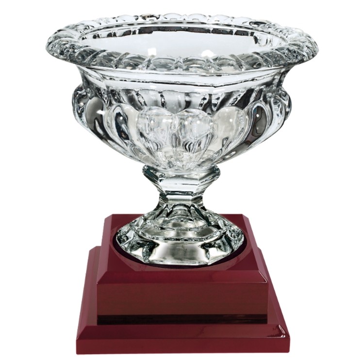 10.75" Fancy Glass Bowl with Rosewood Finish Base 14071