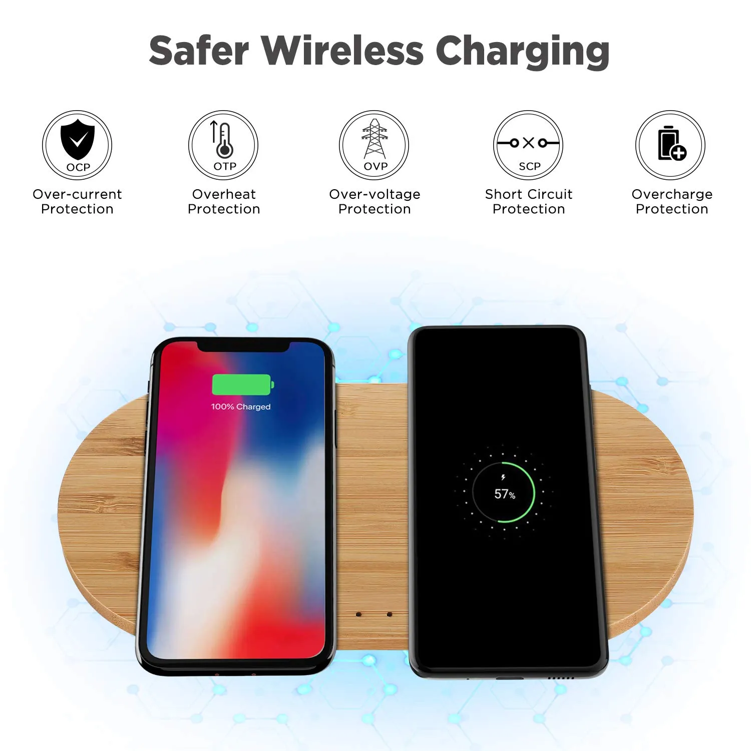 Veelink Bamboo Dual Charger Double 10W Wireless Cha 10