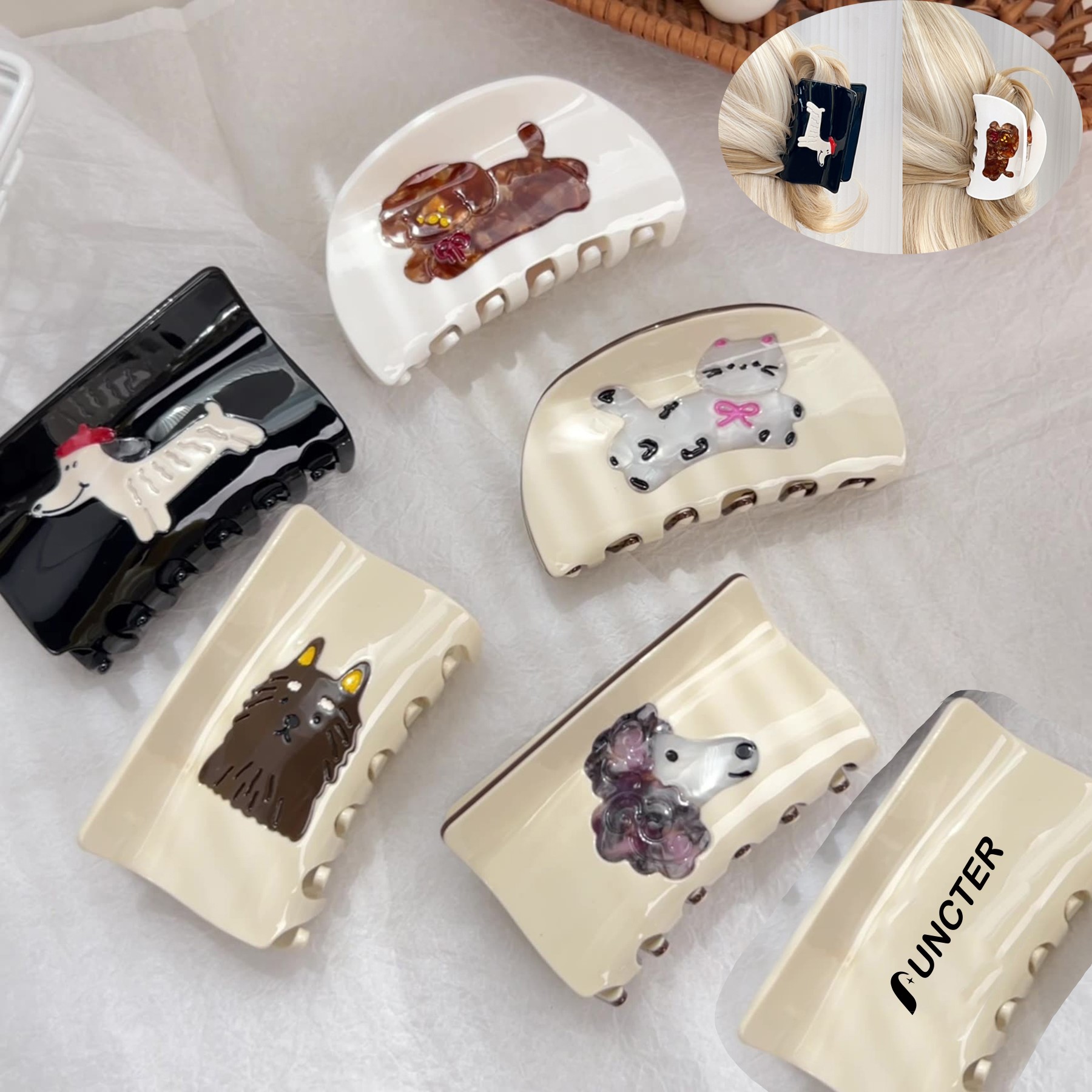 One Side Printed Animal Acetate Hair Clip