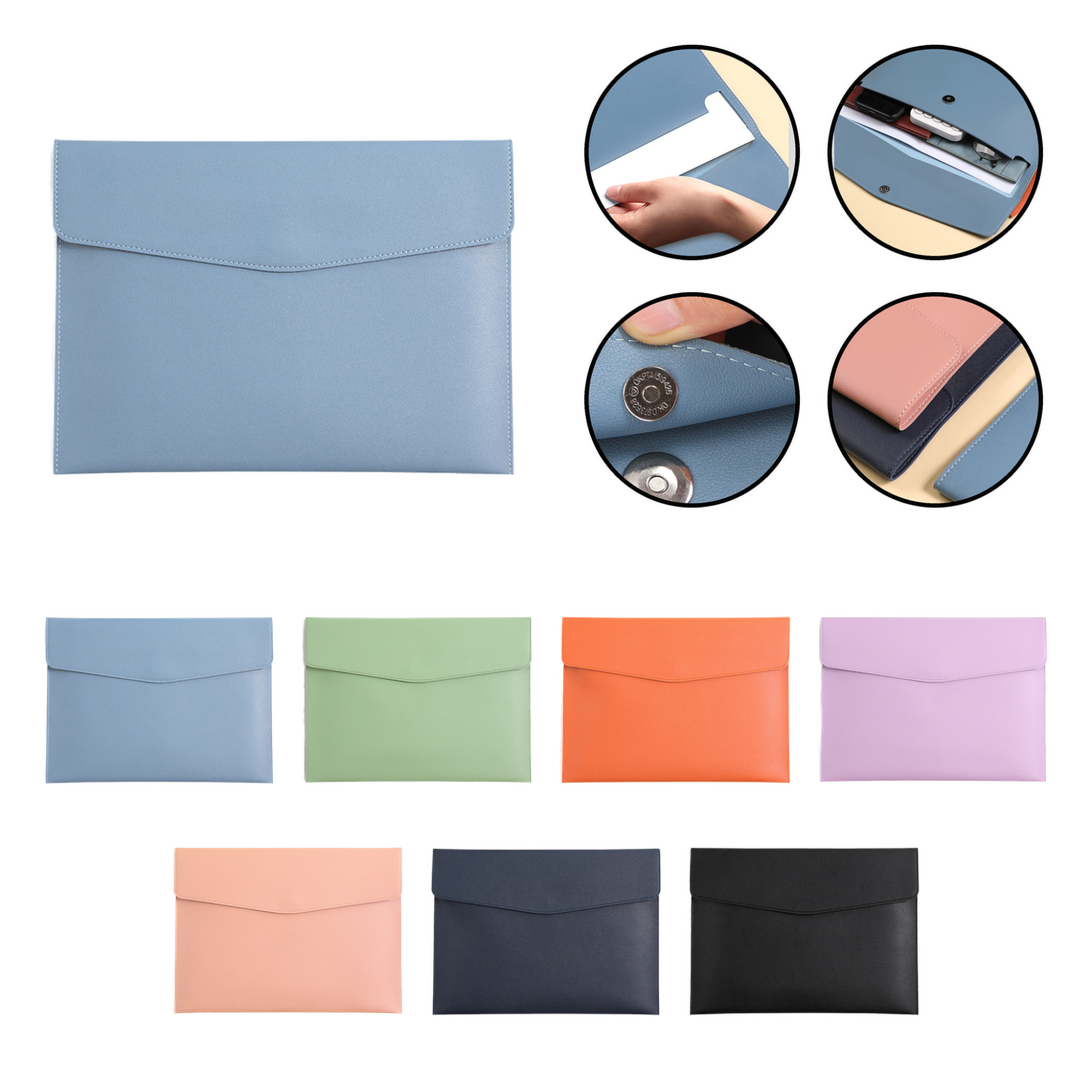 Magnetic Snap PU Document Envelope 2