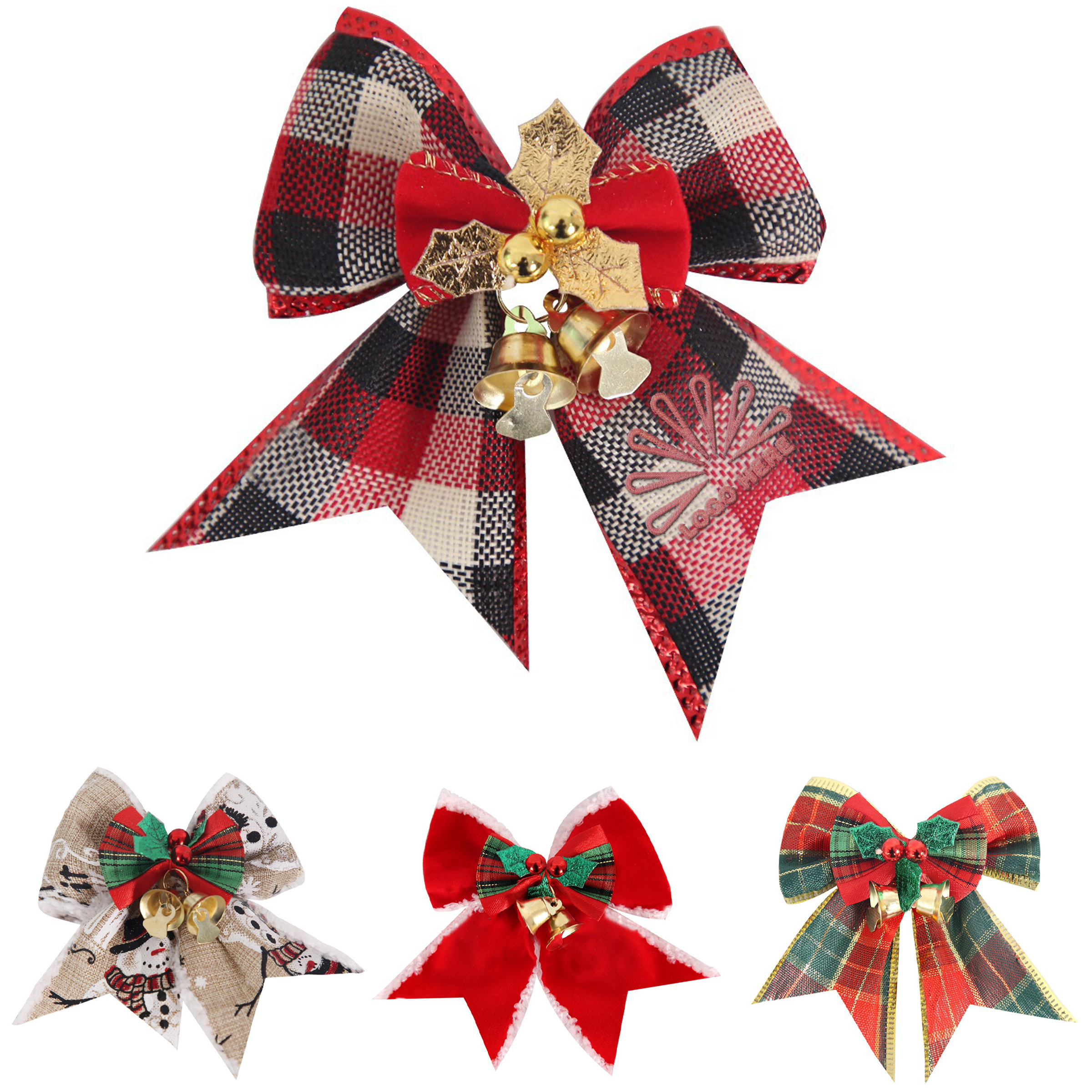 Customizable Christmas Bell Bow Pendant 3