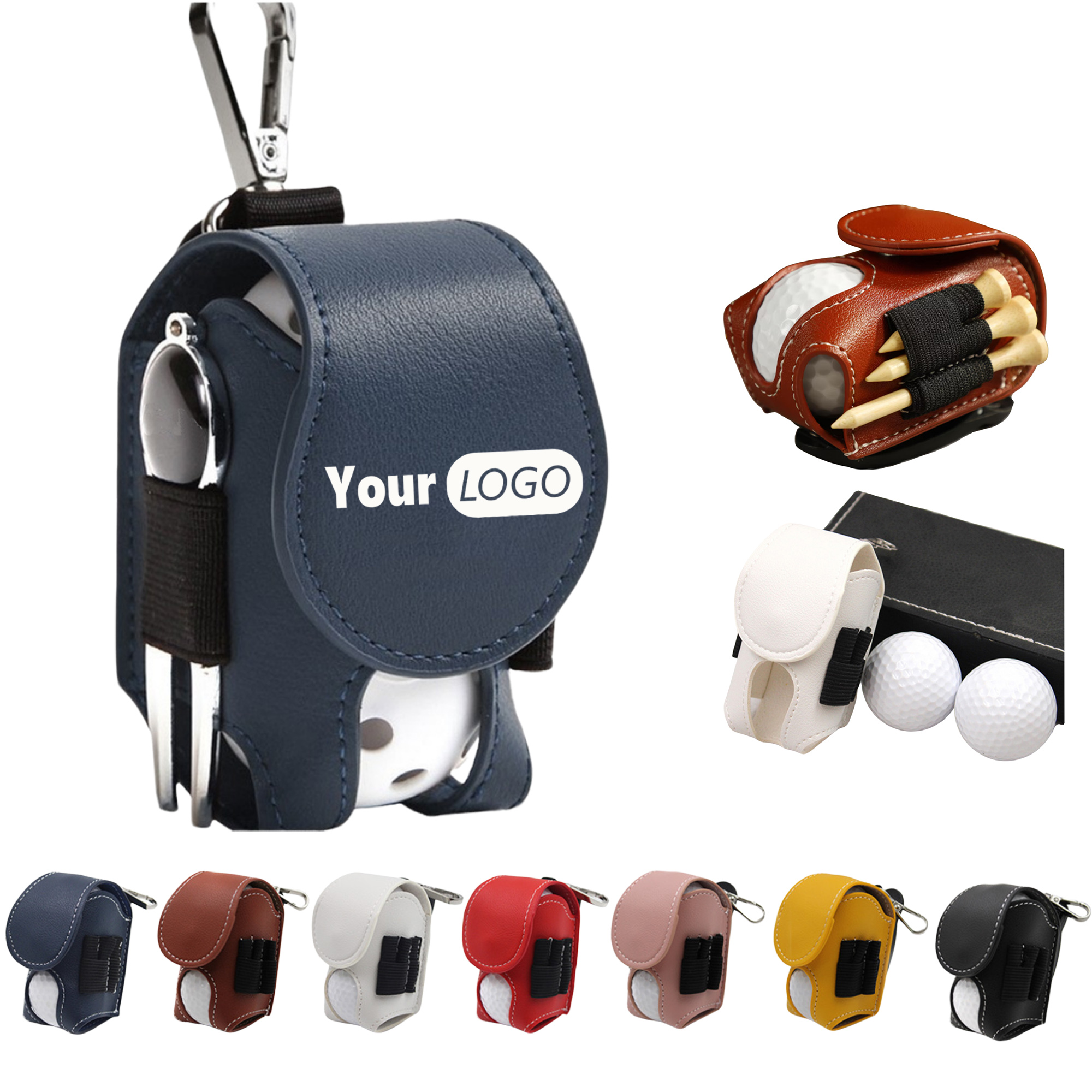 Compact Golf Ball Set Bag Made of PU Leather Material 8