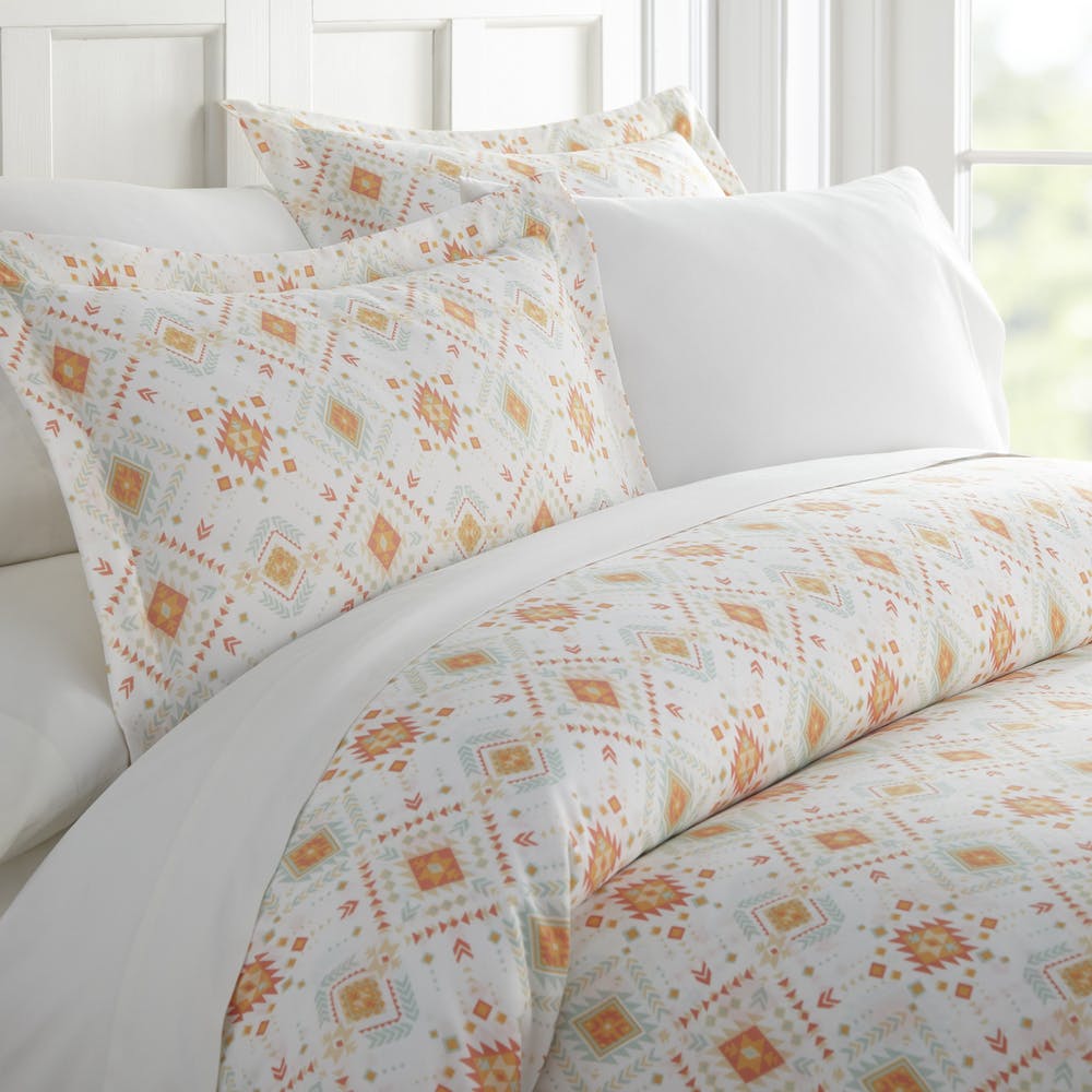 Duvet Cover Sets - Orange Aztec King 3 Piece 3