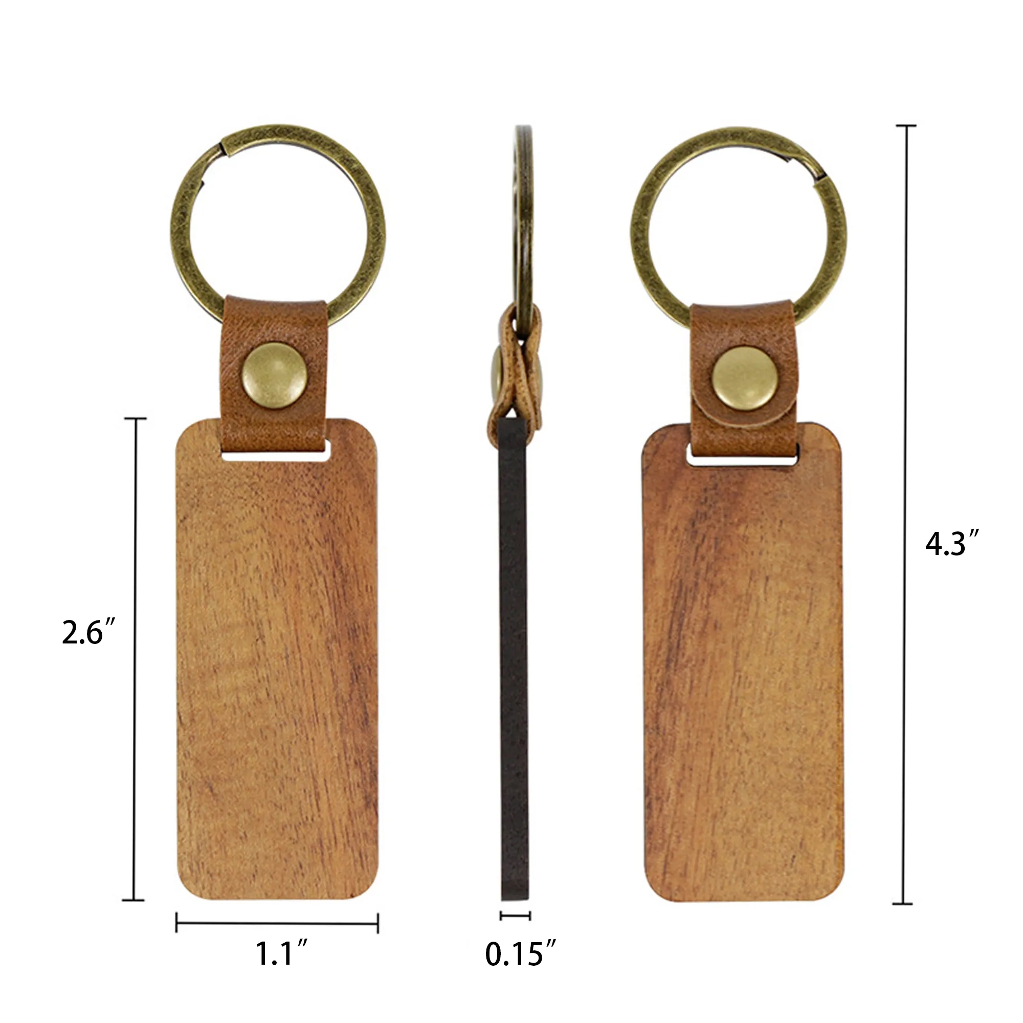 Vintage Leather Wooden Key Chain 7