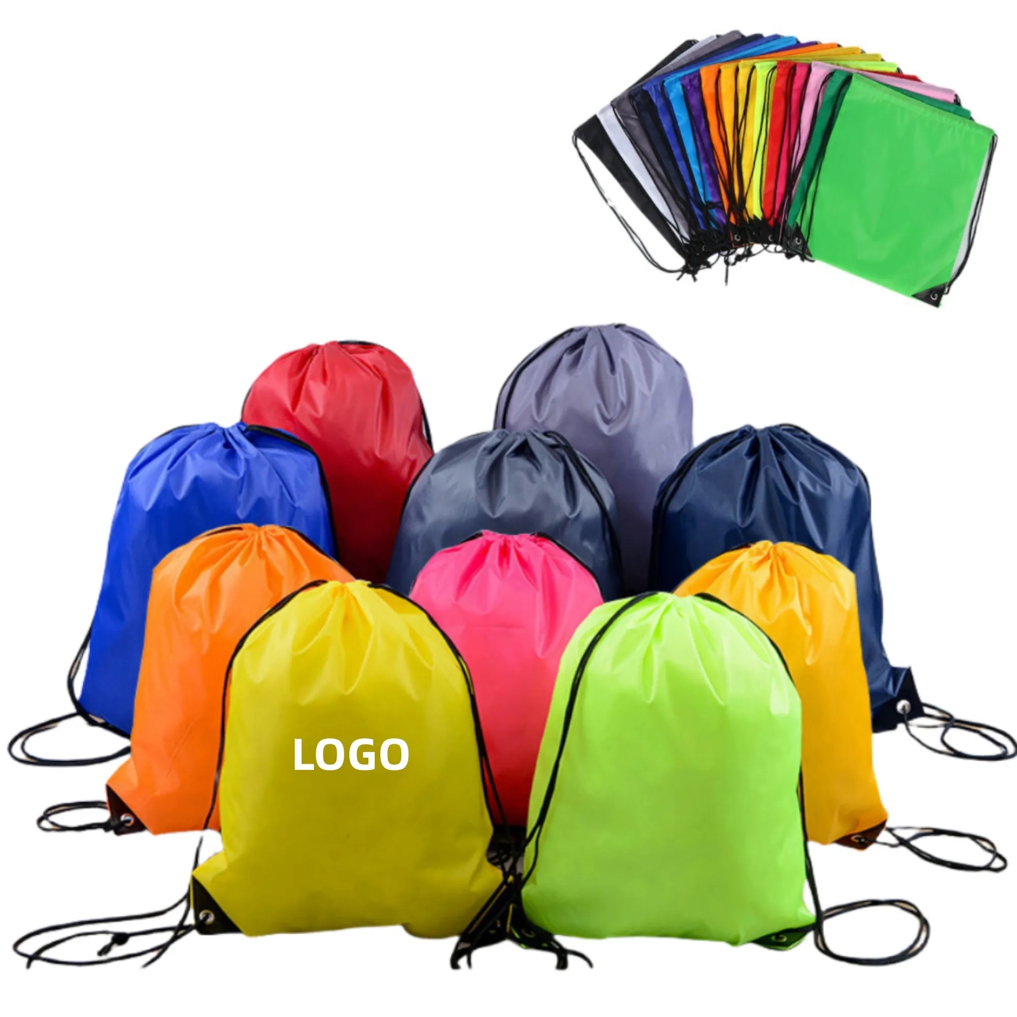 Colorful Polyester Sports Drawstring Backpacks