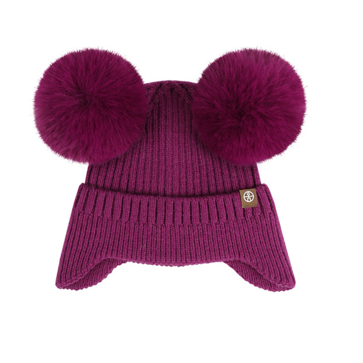 Double Pom Pom Earflap Winter Beanie for Kids, custom youth shirt with logo imprint 12