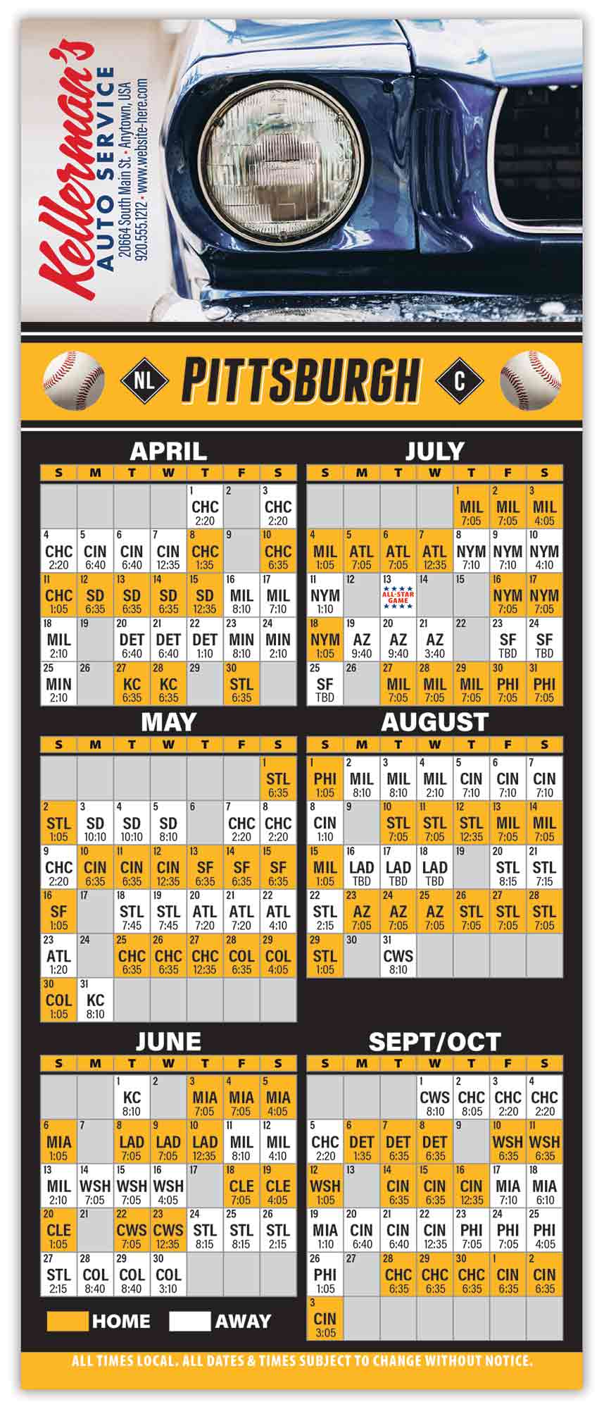 Baseball Schedule Laminated Card/Postcard with Magnet Strip (3.5x8.5) 10 pt.