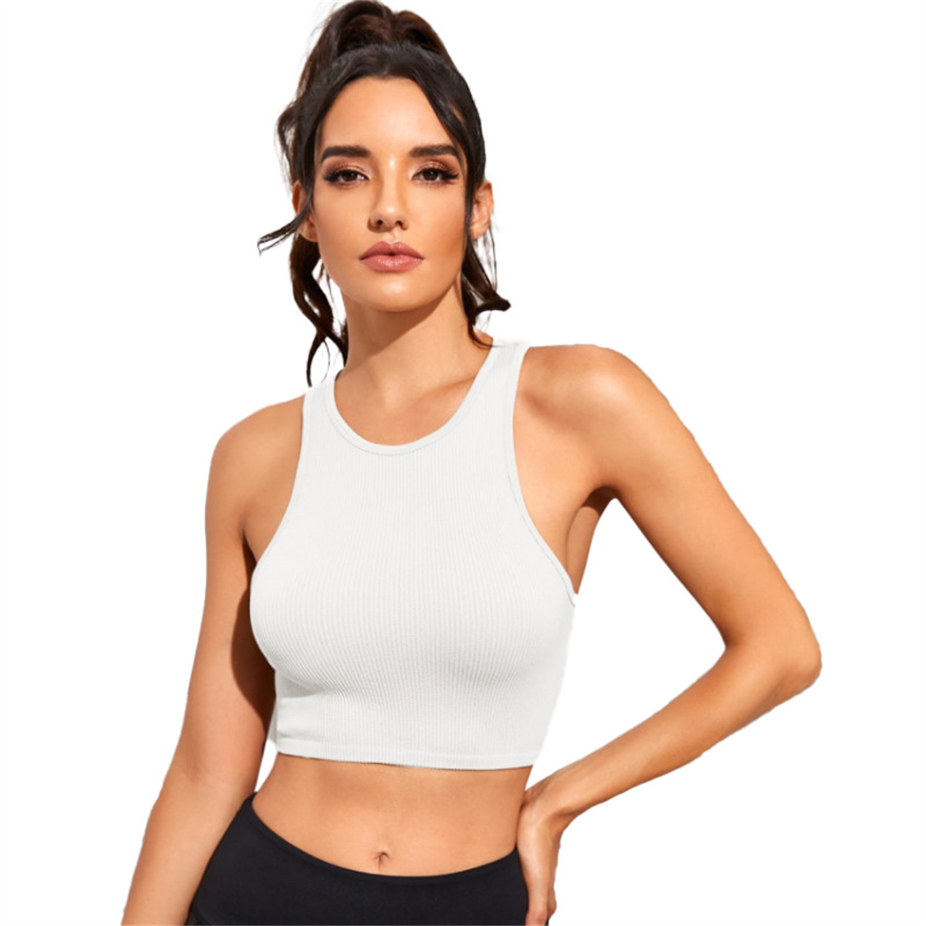 Womens Ribbed Longline Sports Bra 9