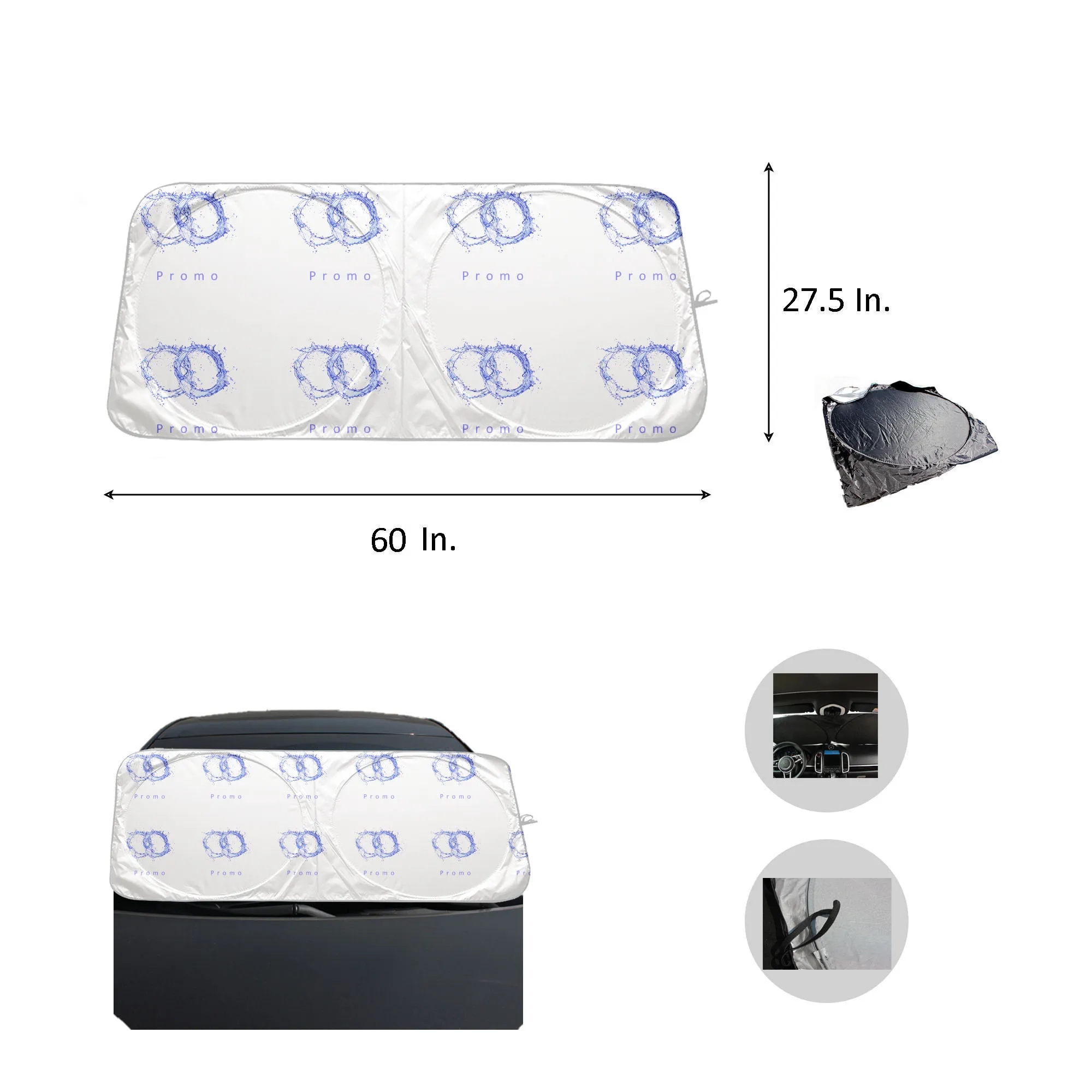 Full Color Sublimation Car Sun Shade 60"L x 27.5"W MOQ 50 5