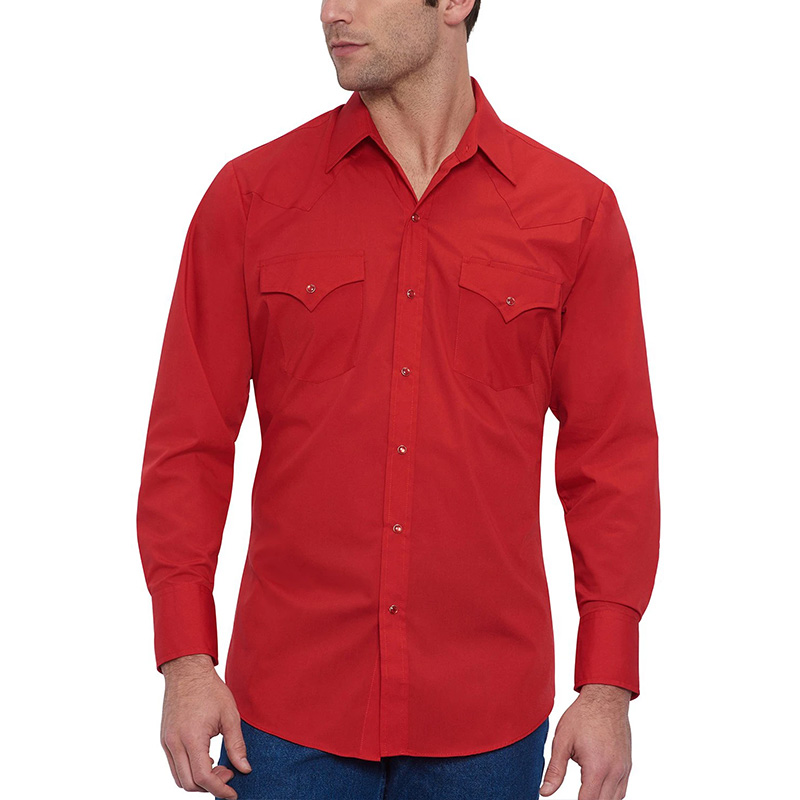 ELY Long Sleeve Solid Western Shirt 12