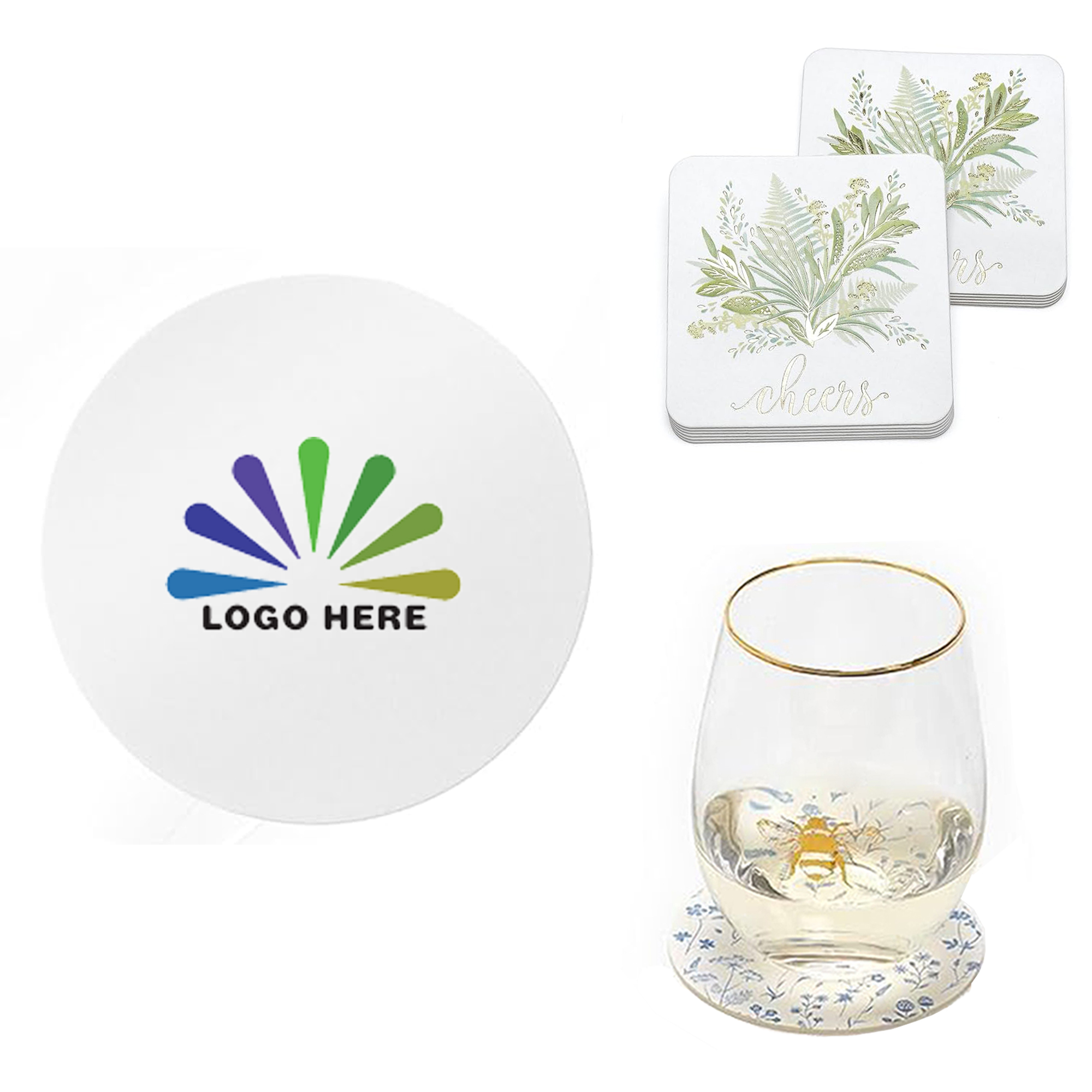 Customizable Double-Sided Full-Color Paper Coasters