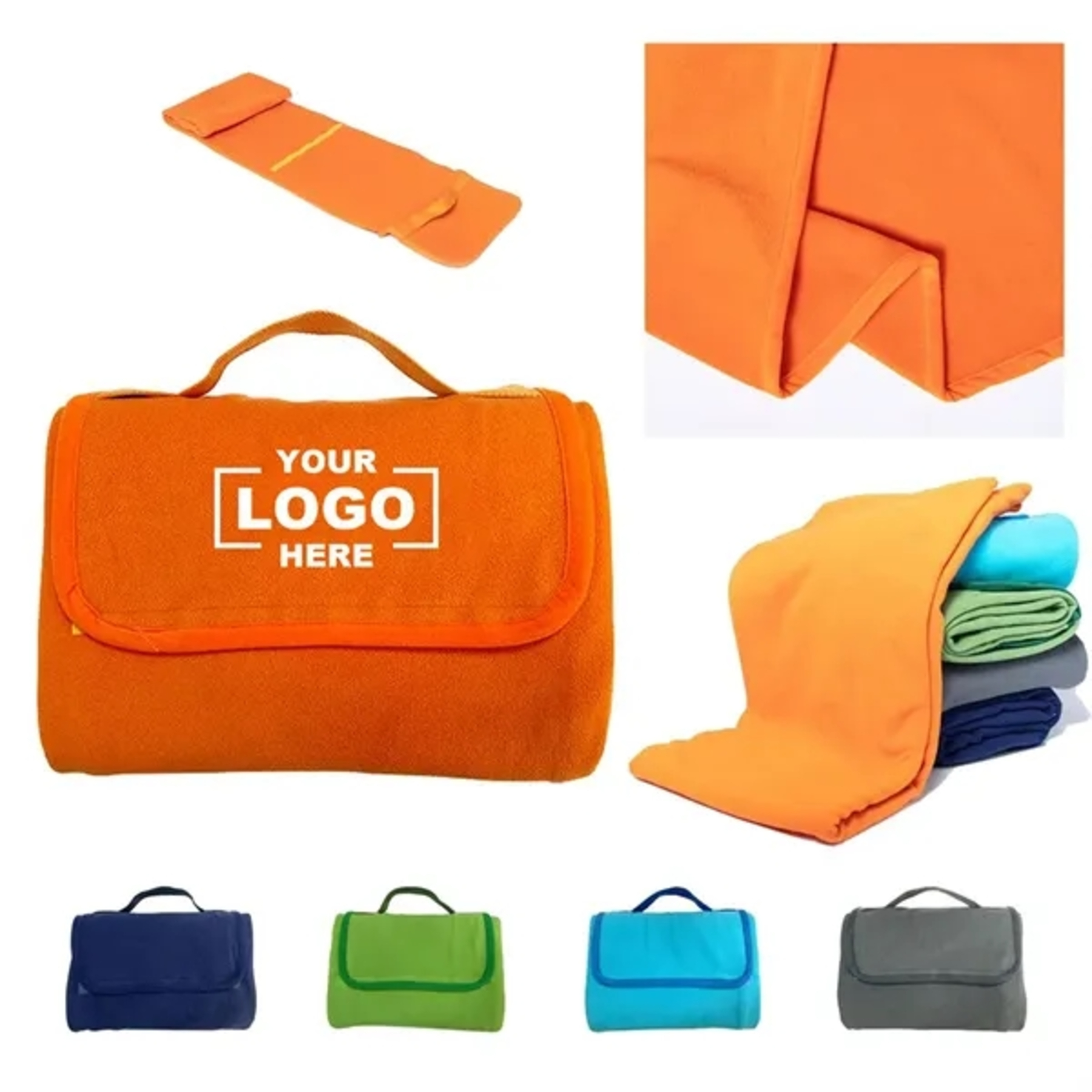 Foldable Fleece Blanket with Handle for Office or Travel