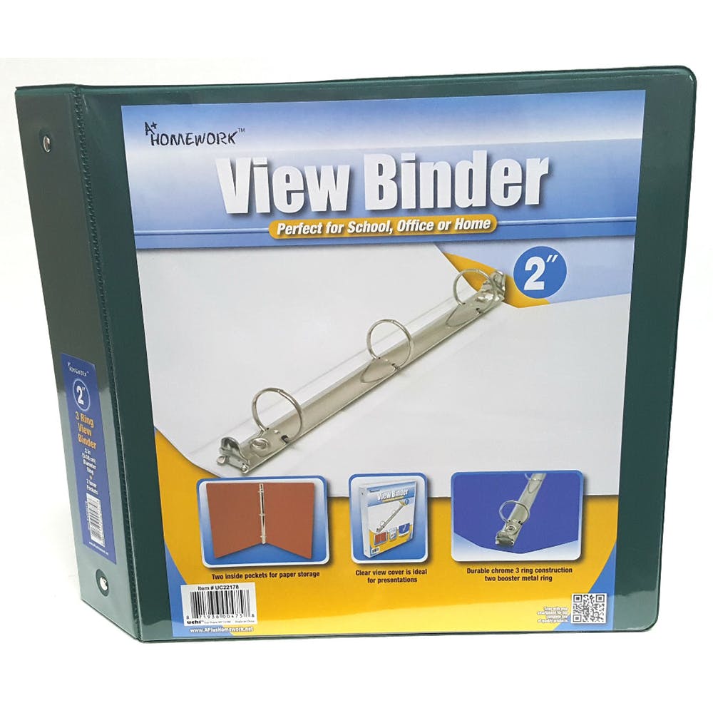 2" 3-Ring Binder - Dark Green 2 Pockets View Cover 2