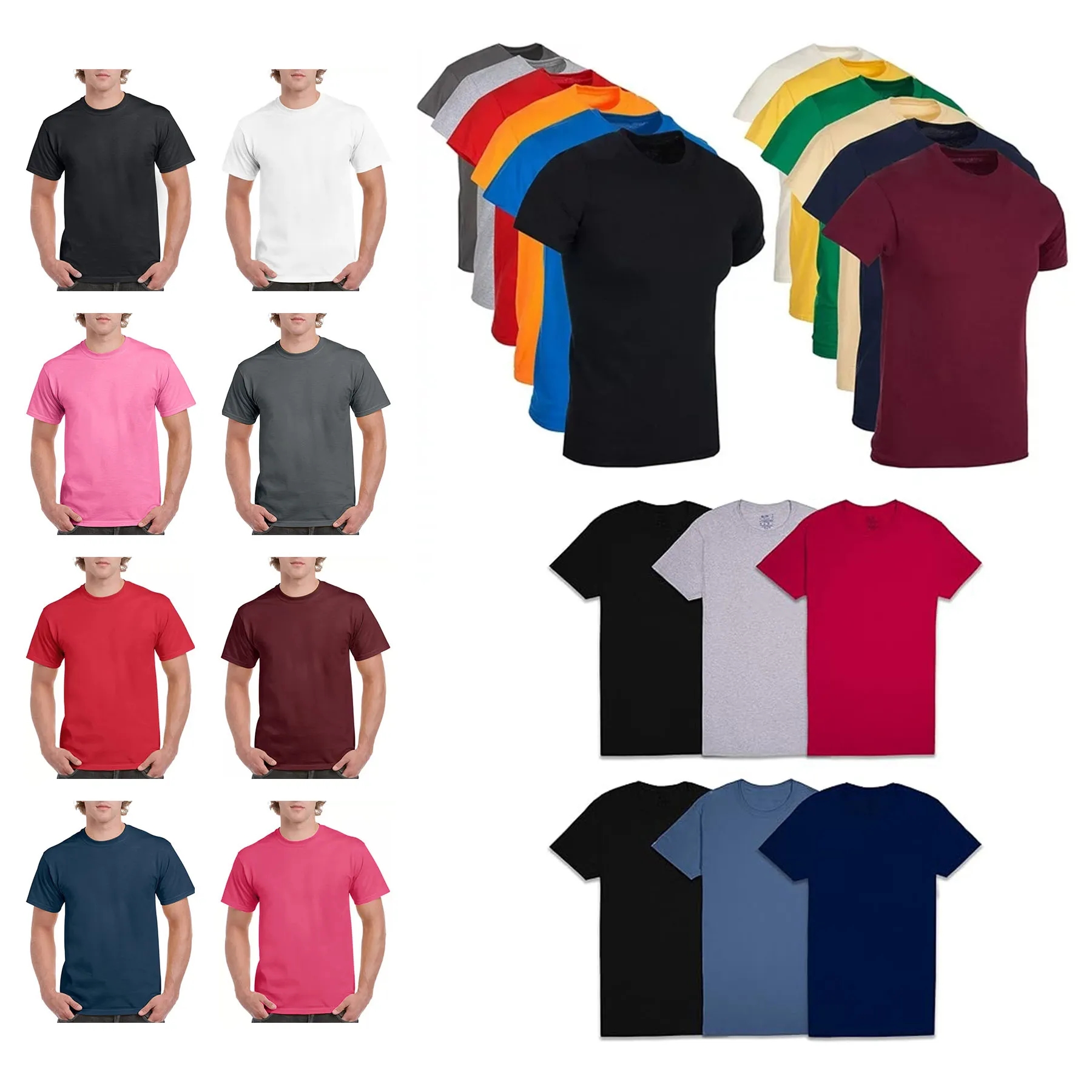 100% Cotton Crew Neck T-shirt Men's 16