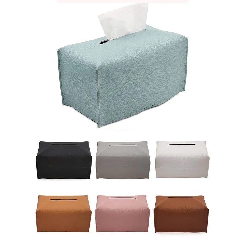 Modern Pu Leather Rectangular Tissue Box Holder