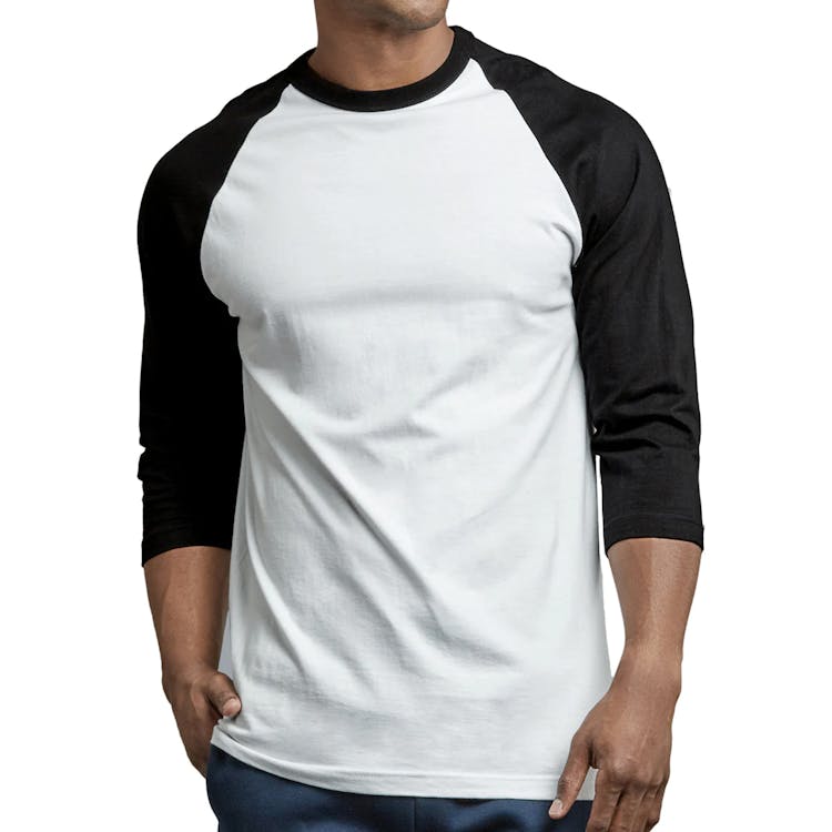 Men's 3/4 Sleeve Baseball T-Shirts - Small Black/White 3