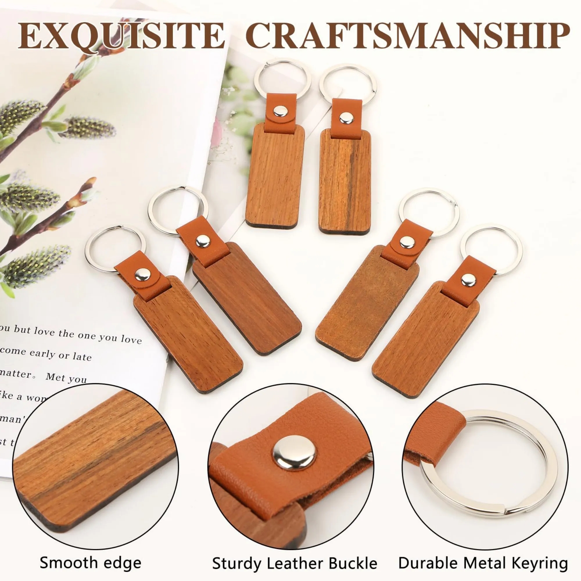 Personalized Wood Keychain Blanks DIY Engraving Up 8