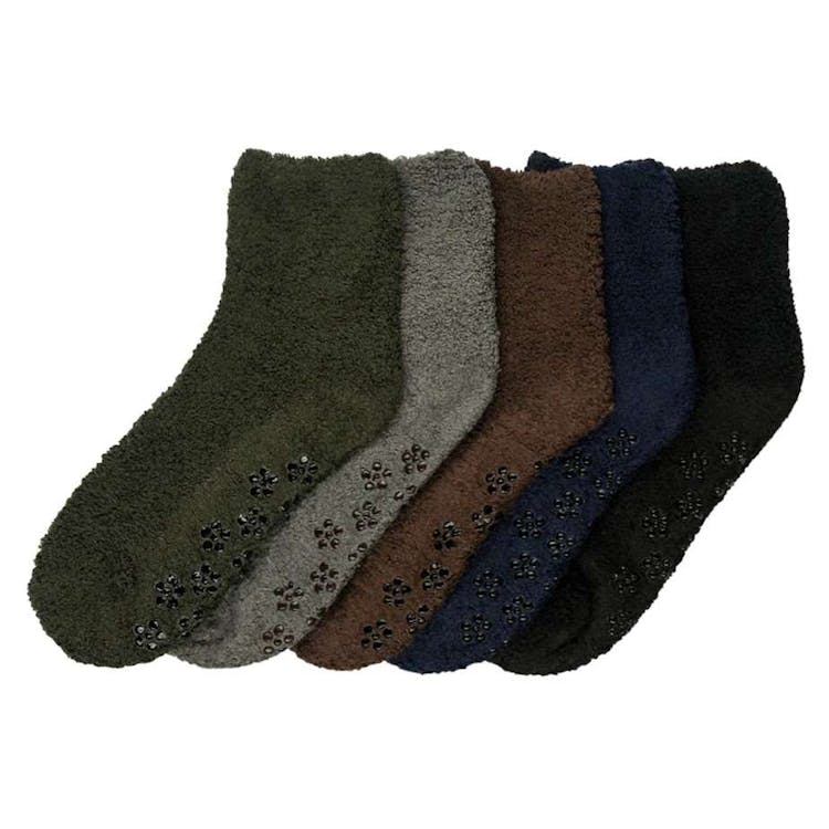 Women's Plush Non-Skid Socks - 5 Dark Colors 3 Packs Size 9-11 3