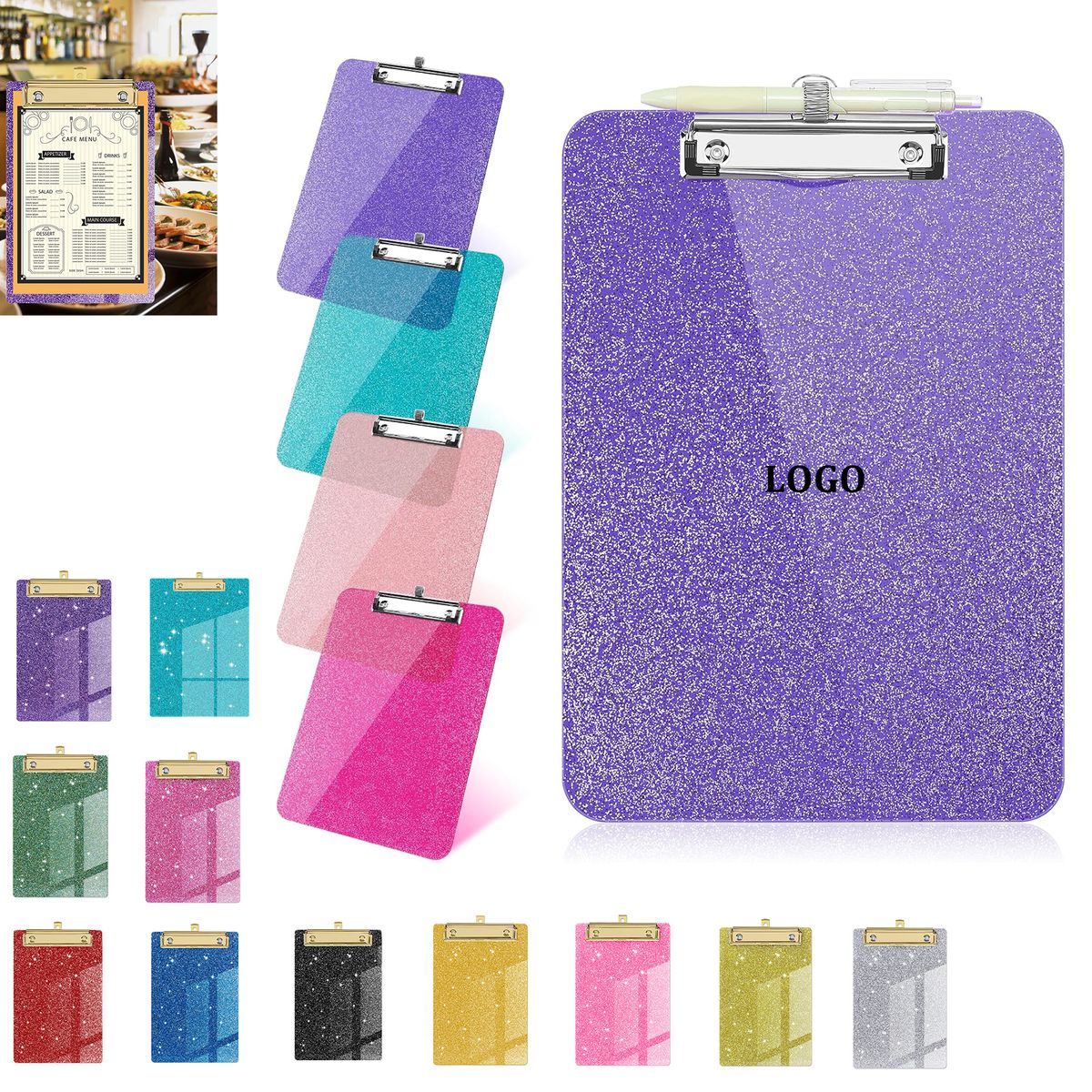 Plastic Clear Glitter Clipboard
