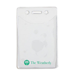 Imprinted Premium Vinyl Vertical 2 Pocket Badge Holder with Slot and Chain Holes