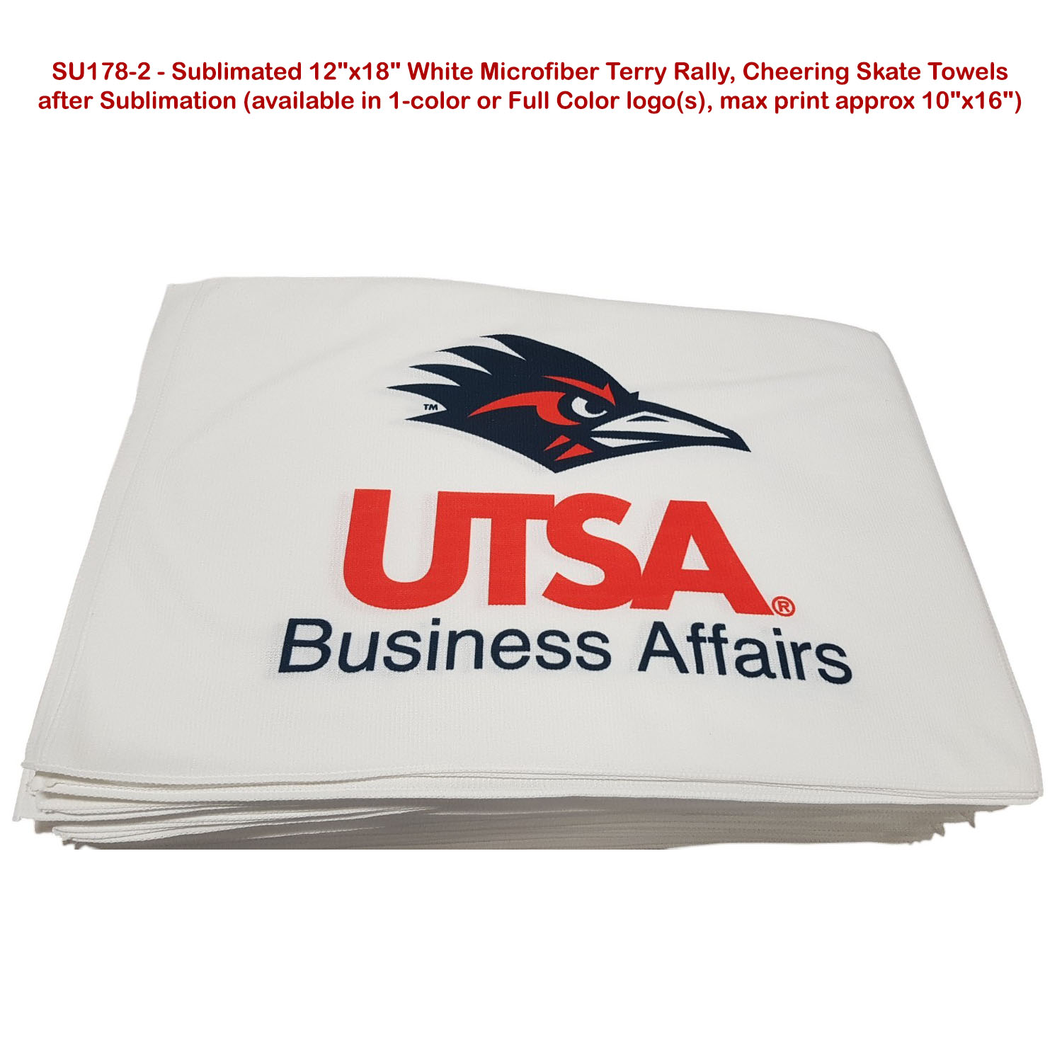 48 Hr Quick Ship - White Microfiber Dri-Lite Terry Sponsorship Rally Towel, 12x18, Sublimated 26