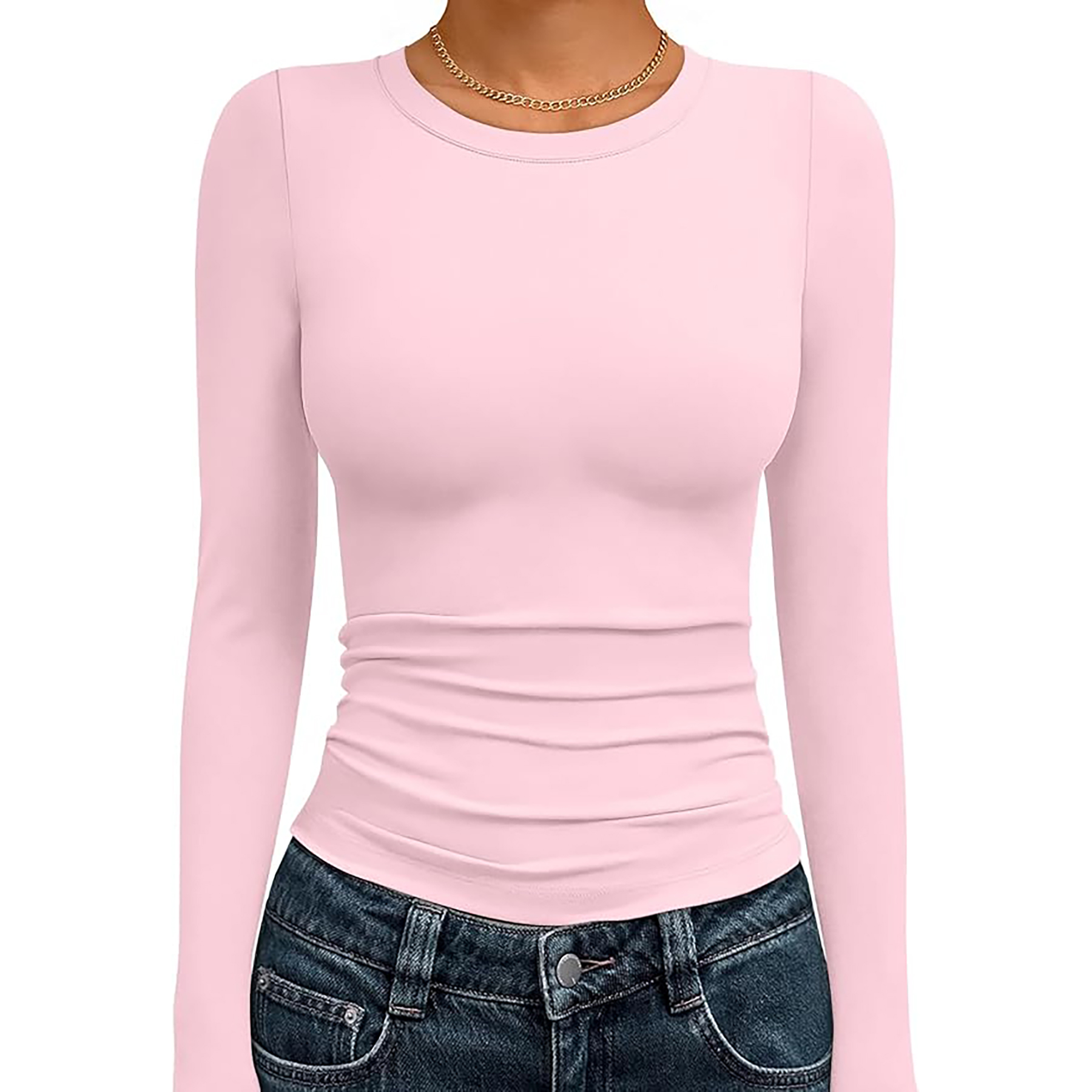 Women's Basic Round Neck Crop Top 87