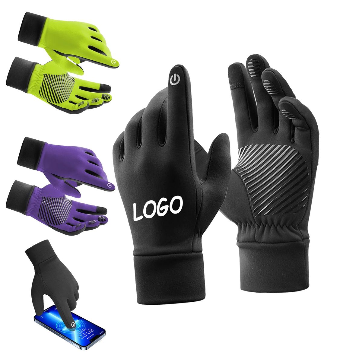 MOQ 10 Winter Padded Touch Screen Cycling Gloves Outdoor 12