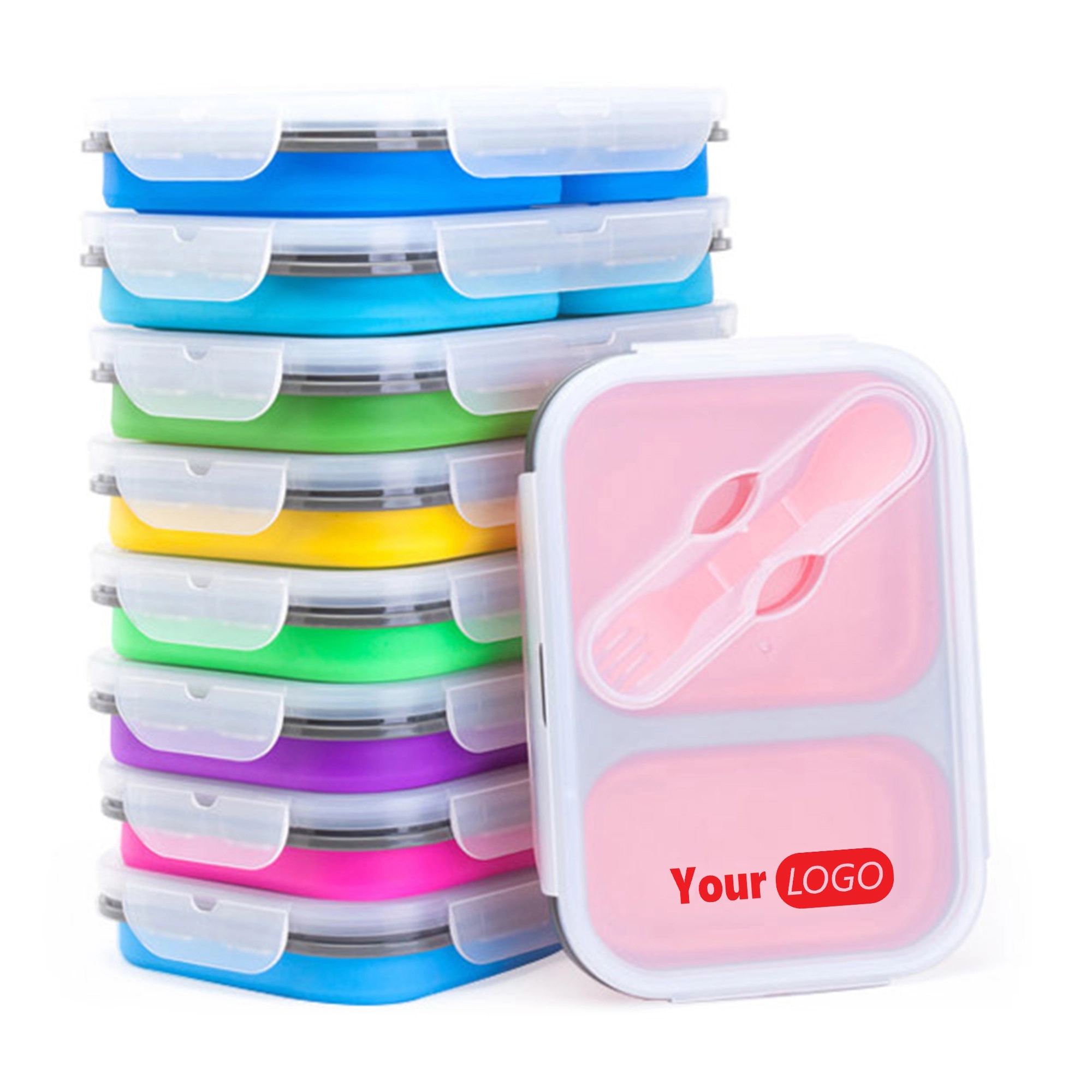 Folding Silicone Food Container With Fork
