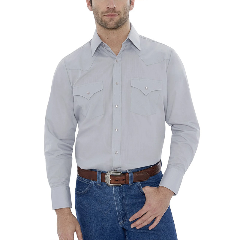 ELY Long Sleeve Solid Western Shirt 11