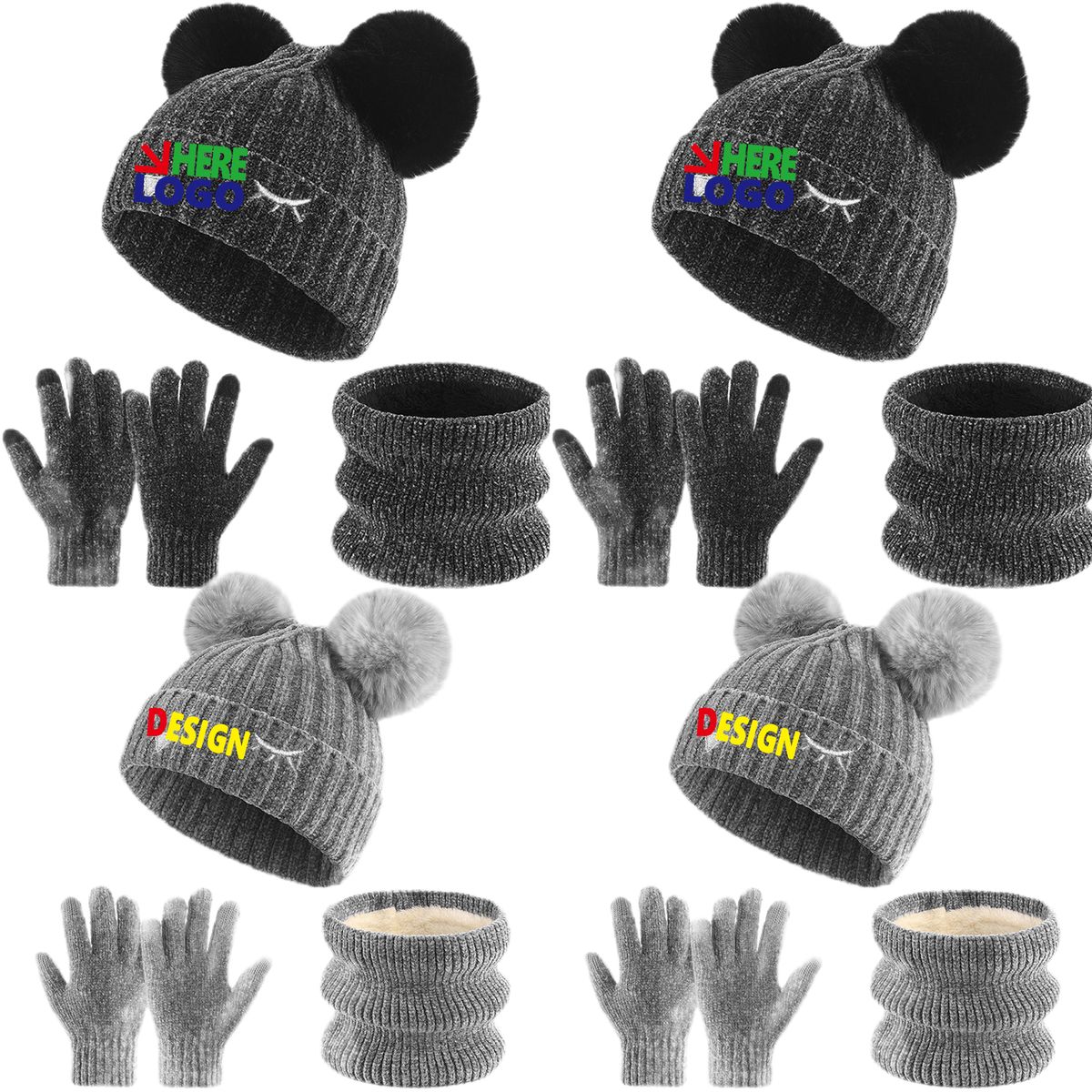 Winter Hat Gloves Scarf Set Toddler Children 4
