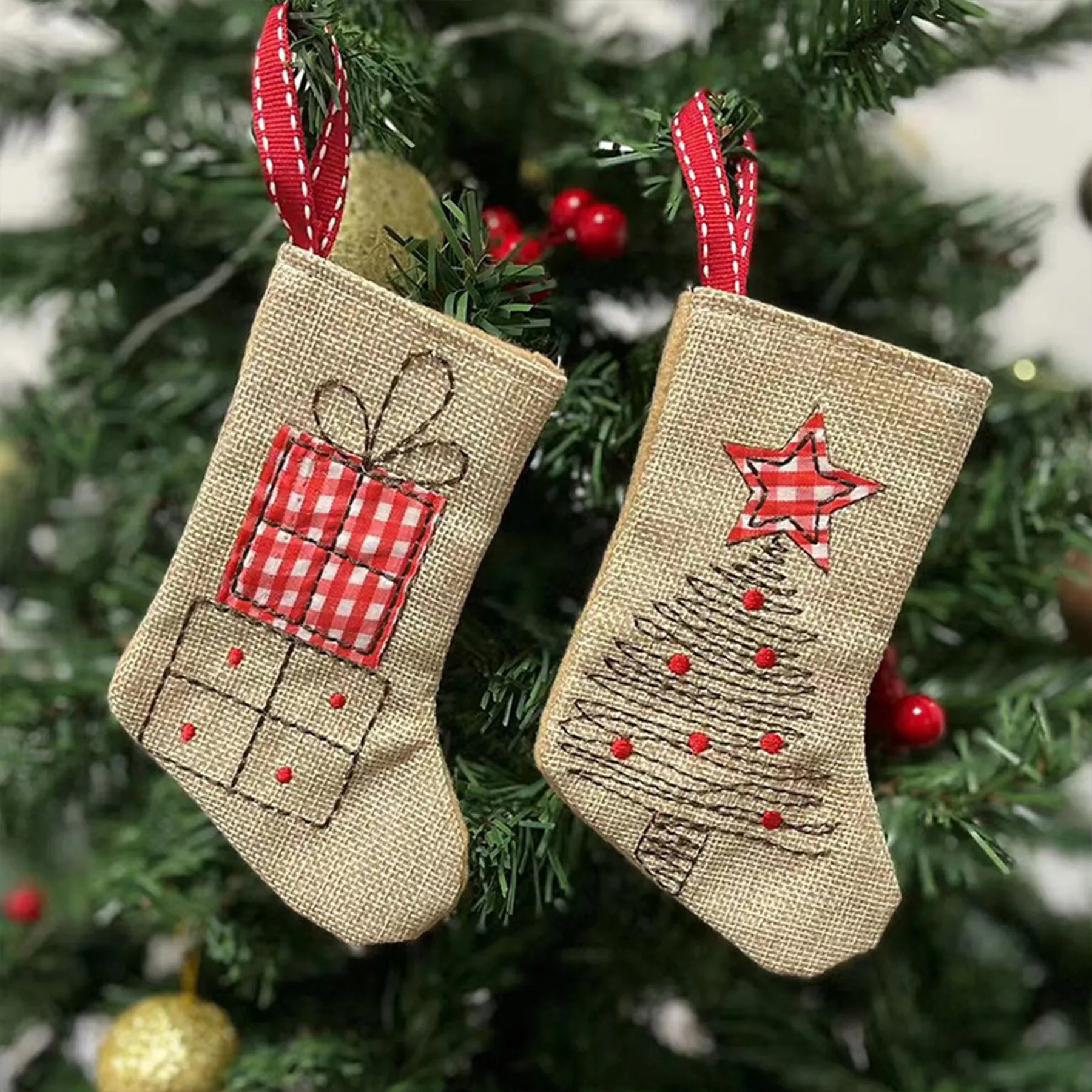 Cotton 12 Christmas Stocking Pendants 11
