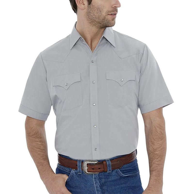 ELY Short Sleeve Solid Western Shirt 11