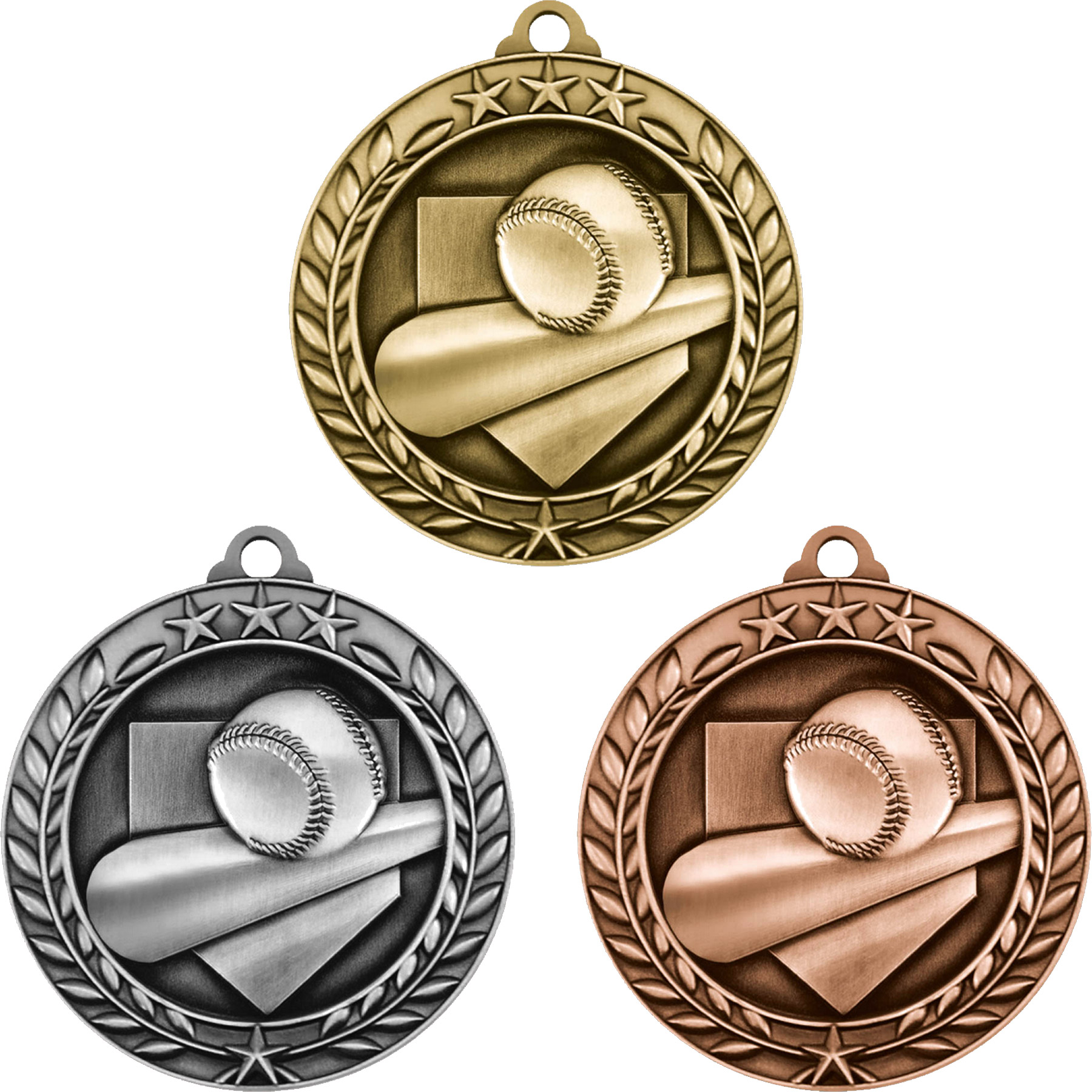 Stock Small Academic & Sports Laurel Medals: Baseball