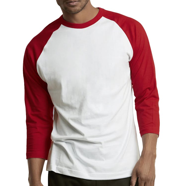 Men's 3/4 Sleeve Baseball T-Shirt - Small Red/White 2