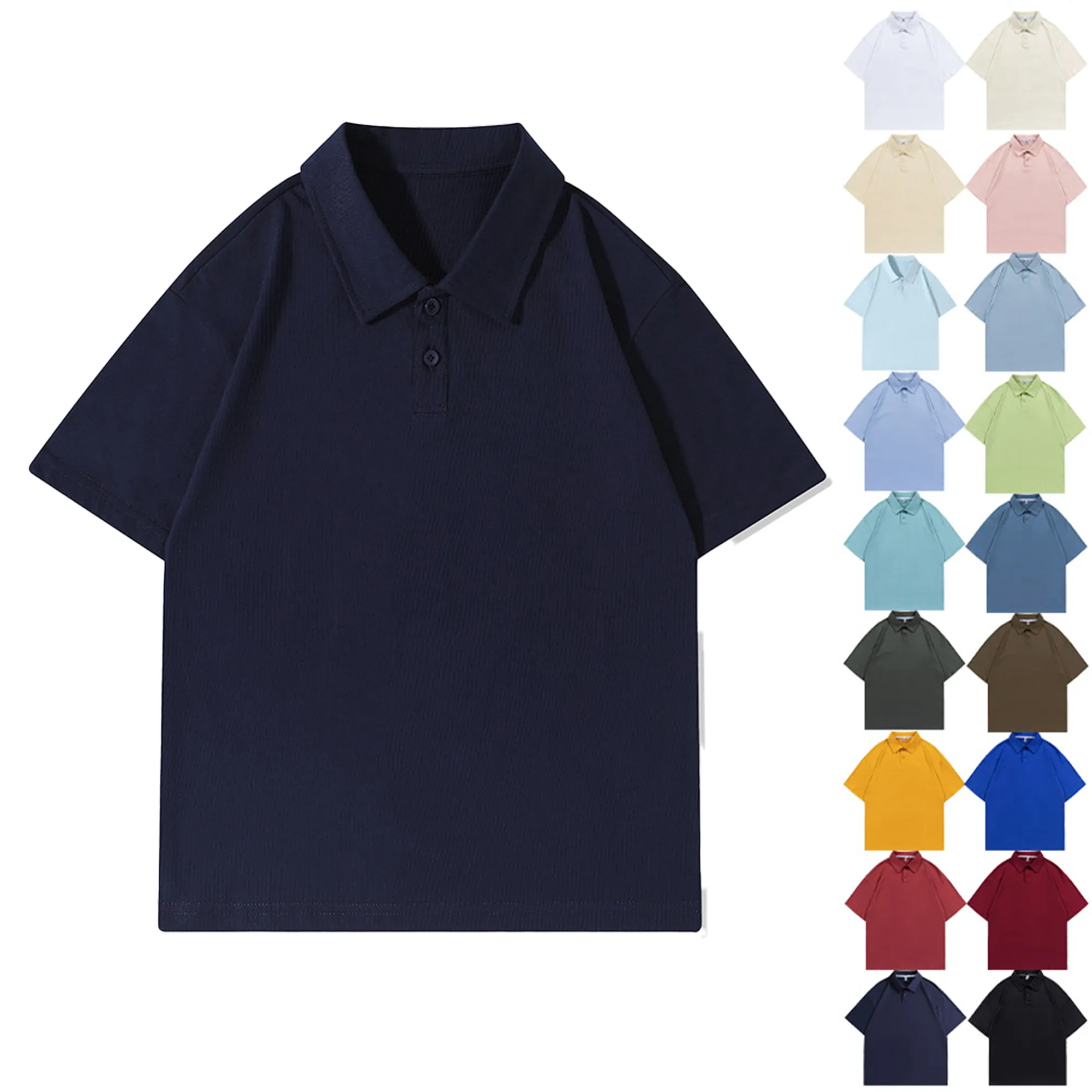 MOQ 10 Cotton Loose Fit Polo Shirt Short Sleeve