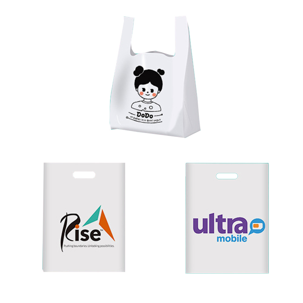 10" Custom Portable Plastic Handle Shopping Bags
