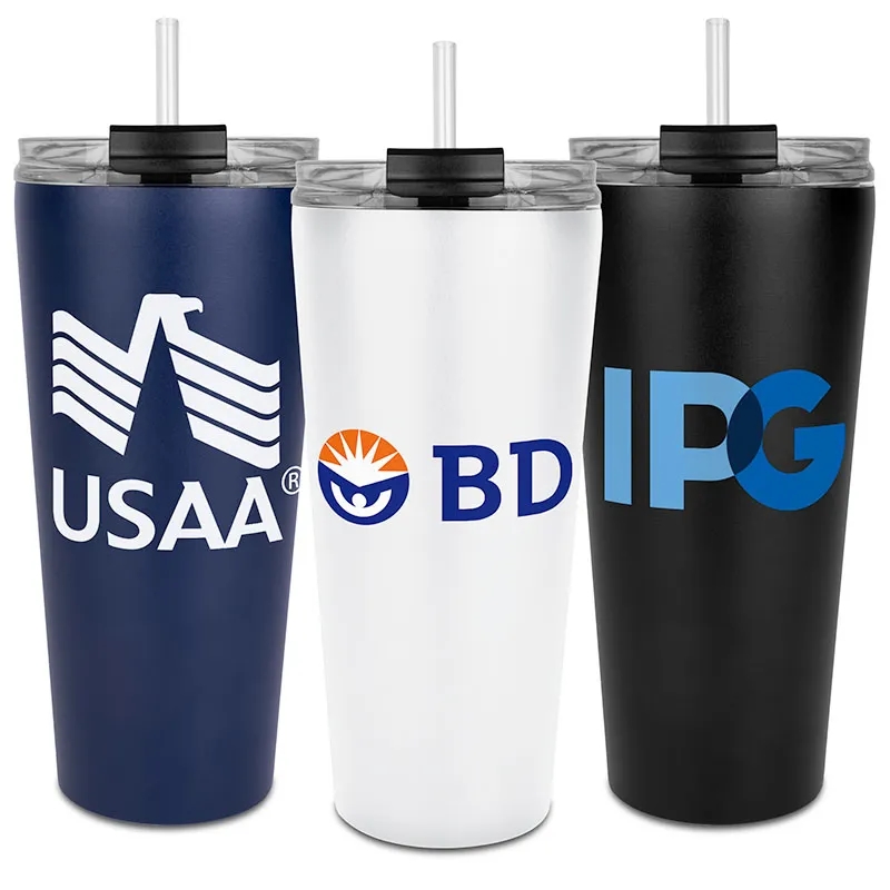 Trumbull Dual Wall No-Spill Vacuum Mug with Straw 27oz.