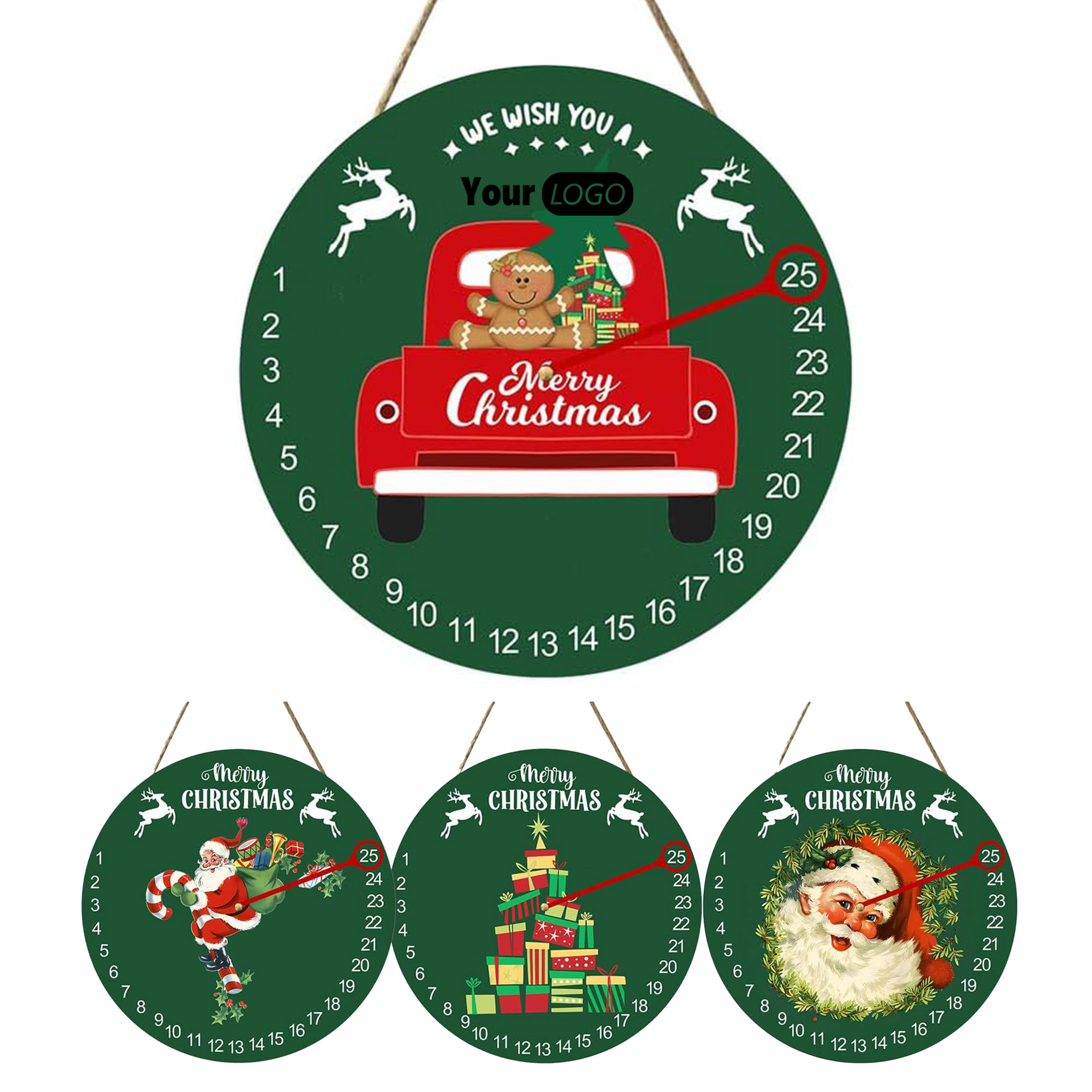 Wooden Circular Christmas Countdown Hanging Calendar 5