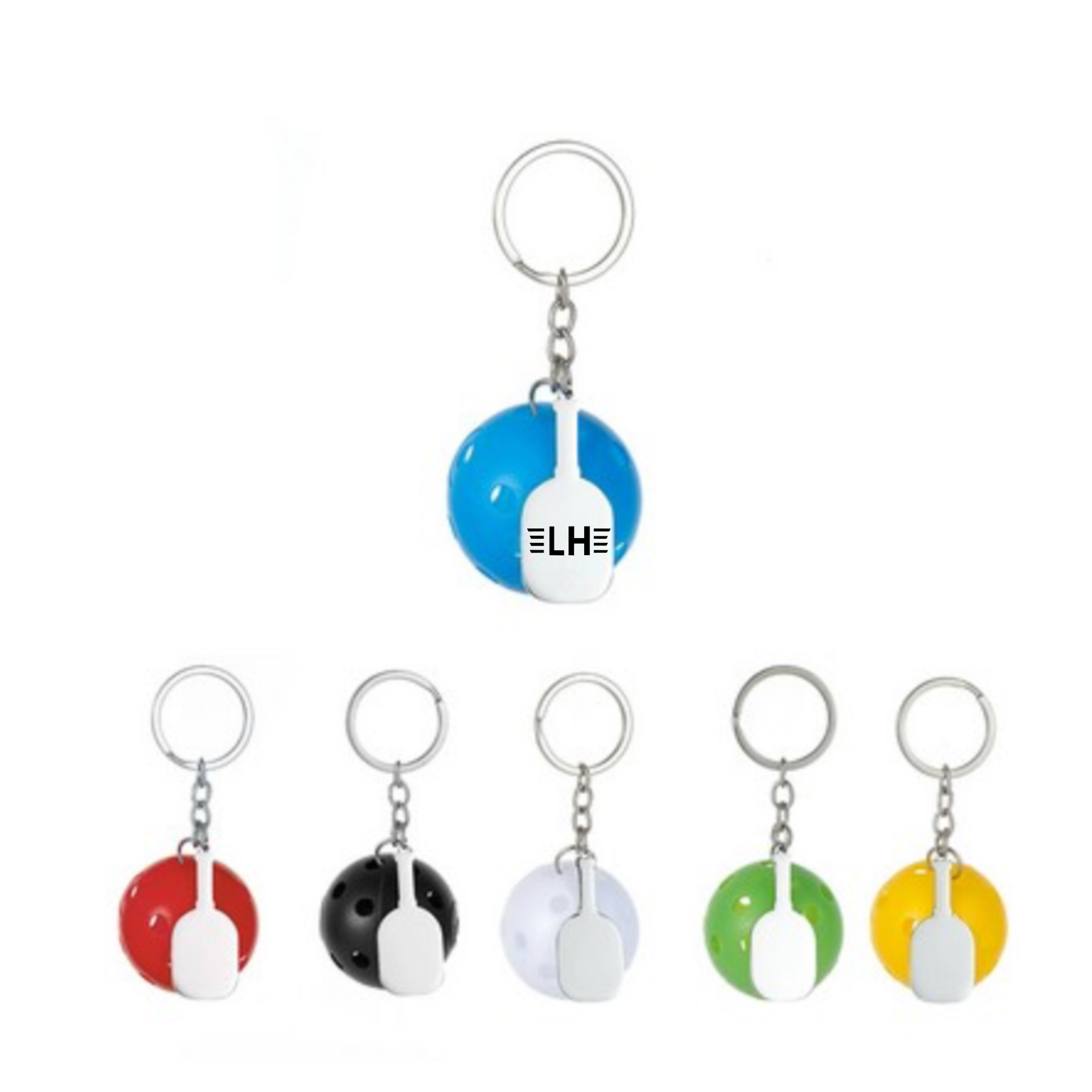 26-Hole Pickleball Keychain with Steel Racket