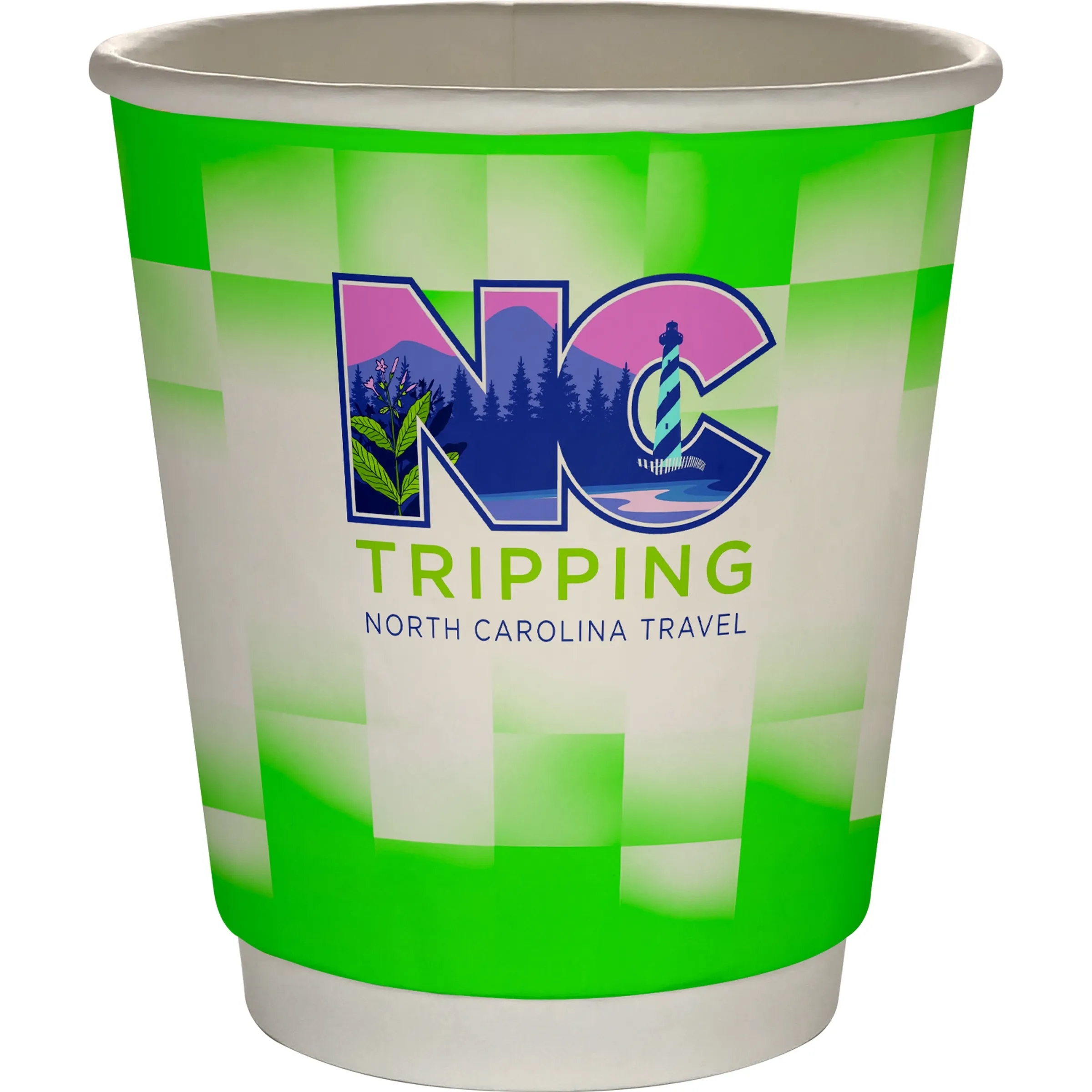 10 oz Full Color Shaded Checkers Insulated Paper Cup 3