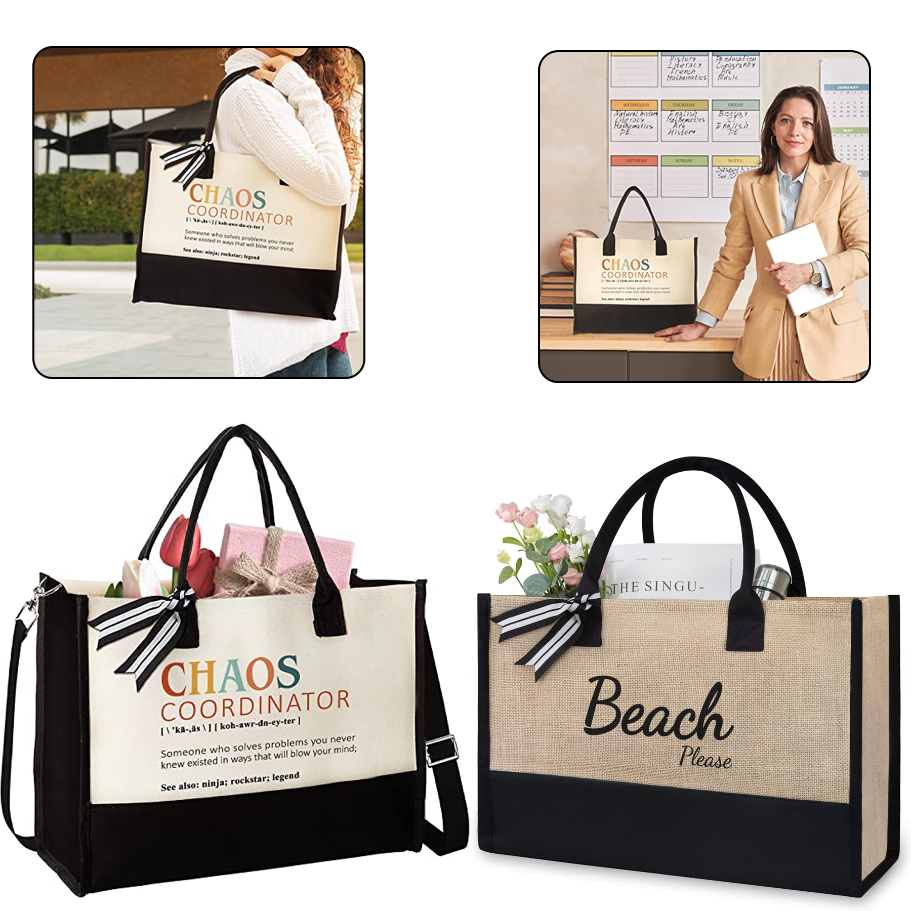 Initial Jute/Canvas Tote Bag, custom tote bag with logo imprint 4
