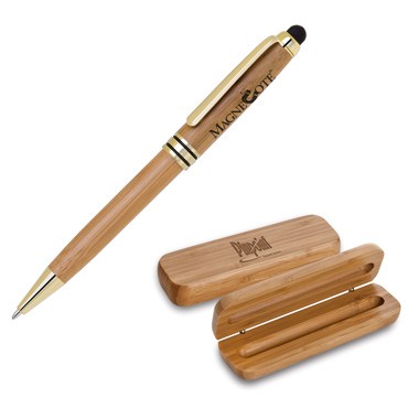 Eco-Friendly Bamboo Pen Set (Gold/Black Trim Pen)