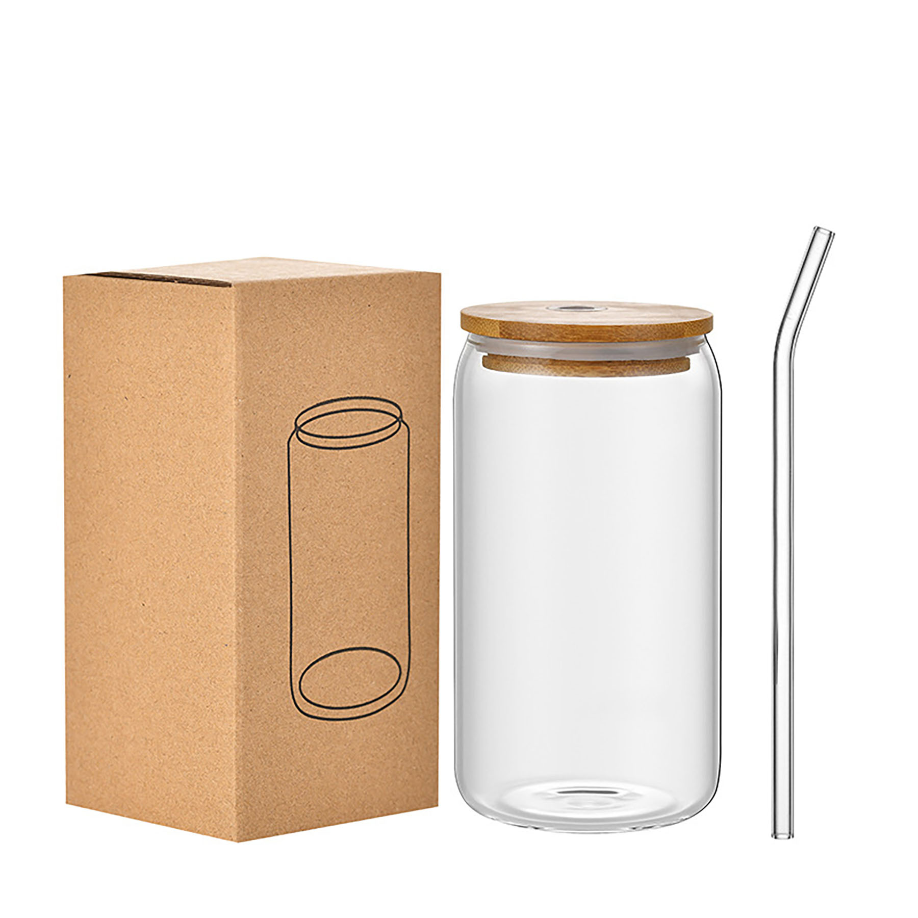 16oz Drinking Glass with Lid and Straw 3