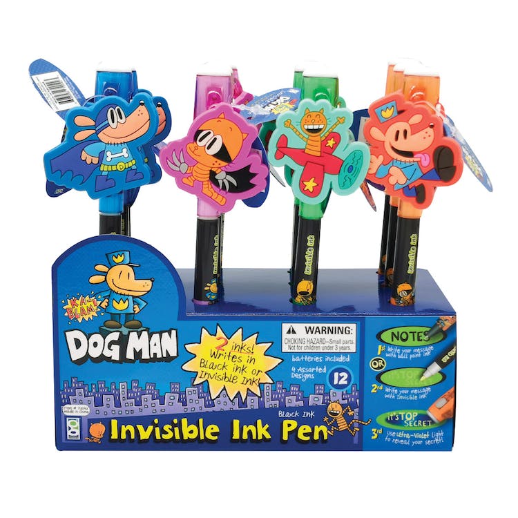 Dog Man Invisible Ink Pens - 4 Designs Black Ink 3
