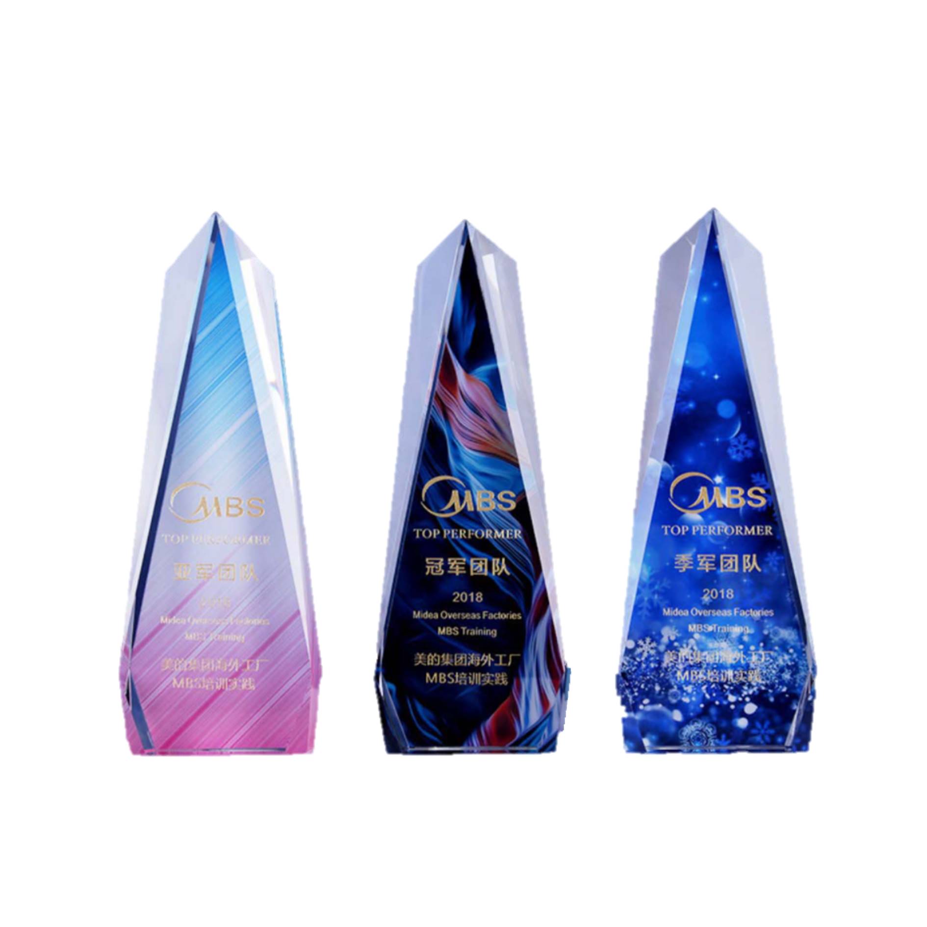 Creative Triangle Shape Custom Design Crystal Trophy