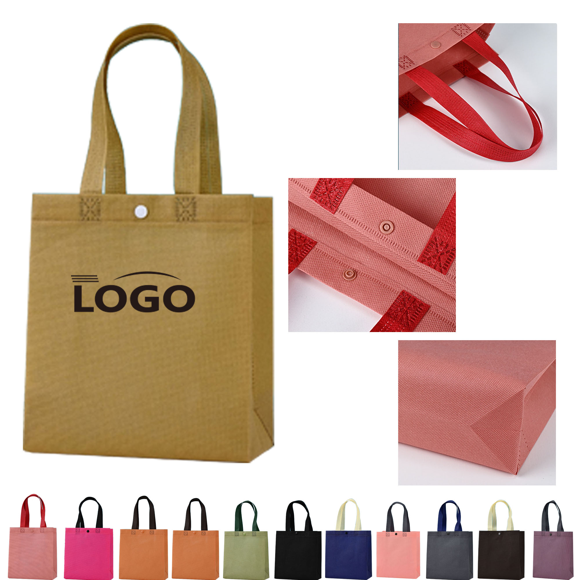 Thickened Bon-Woven Tote Bags With Button Customized Logo 1